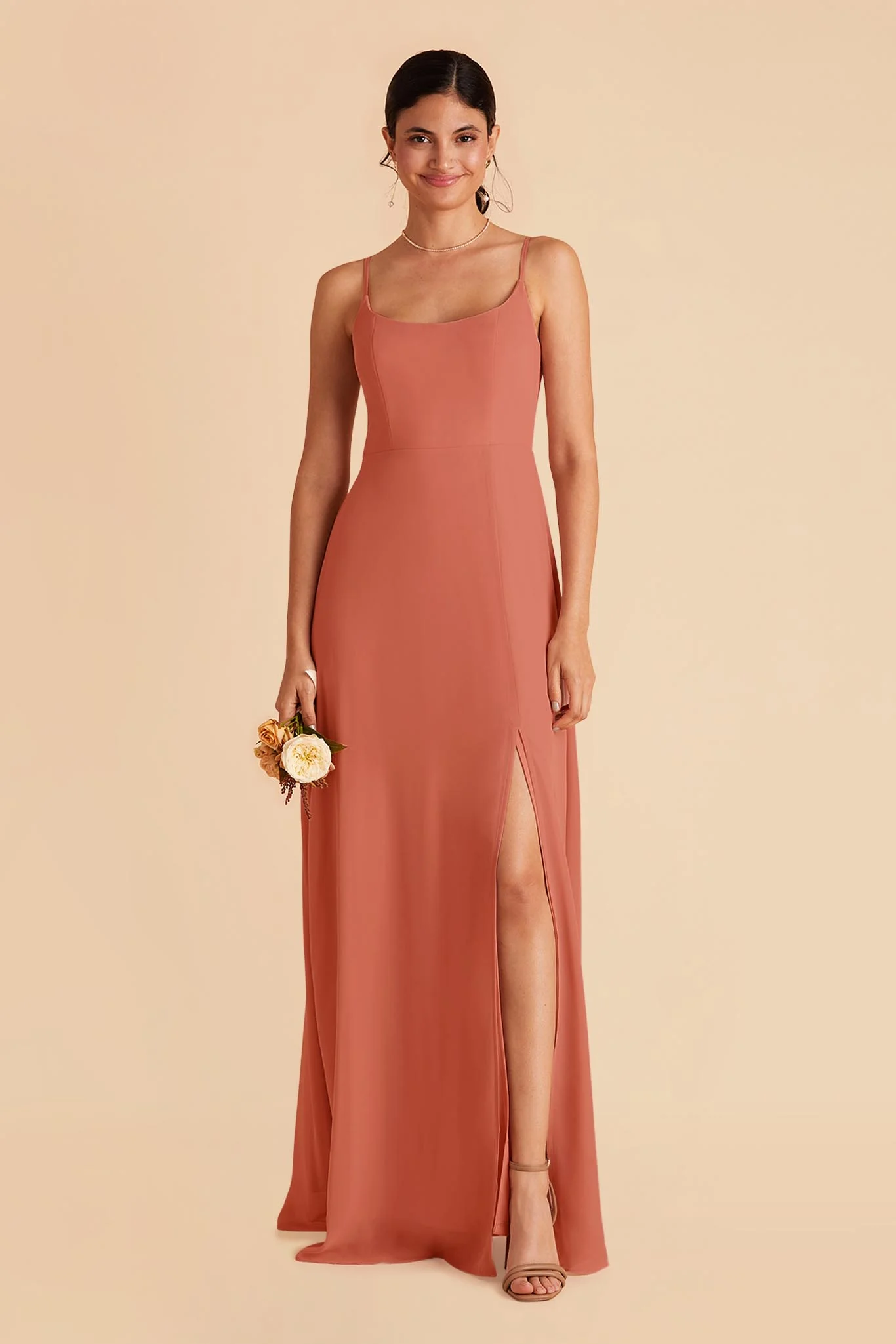 Amy Chiffon Dress - Terracotta