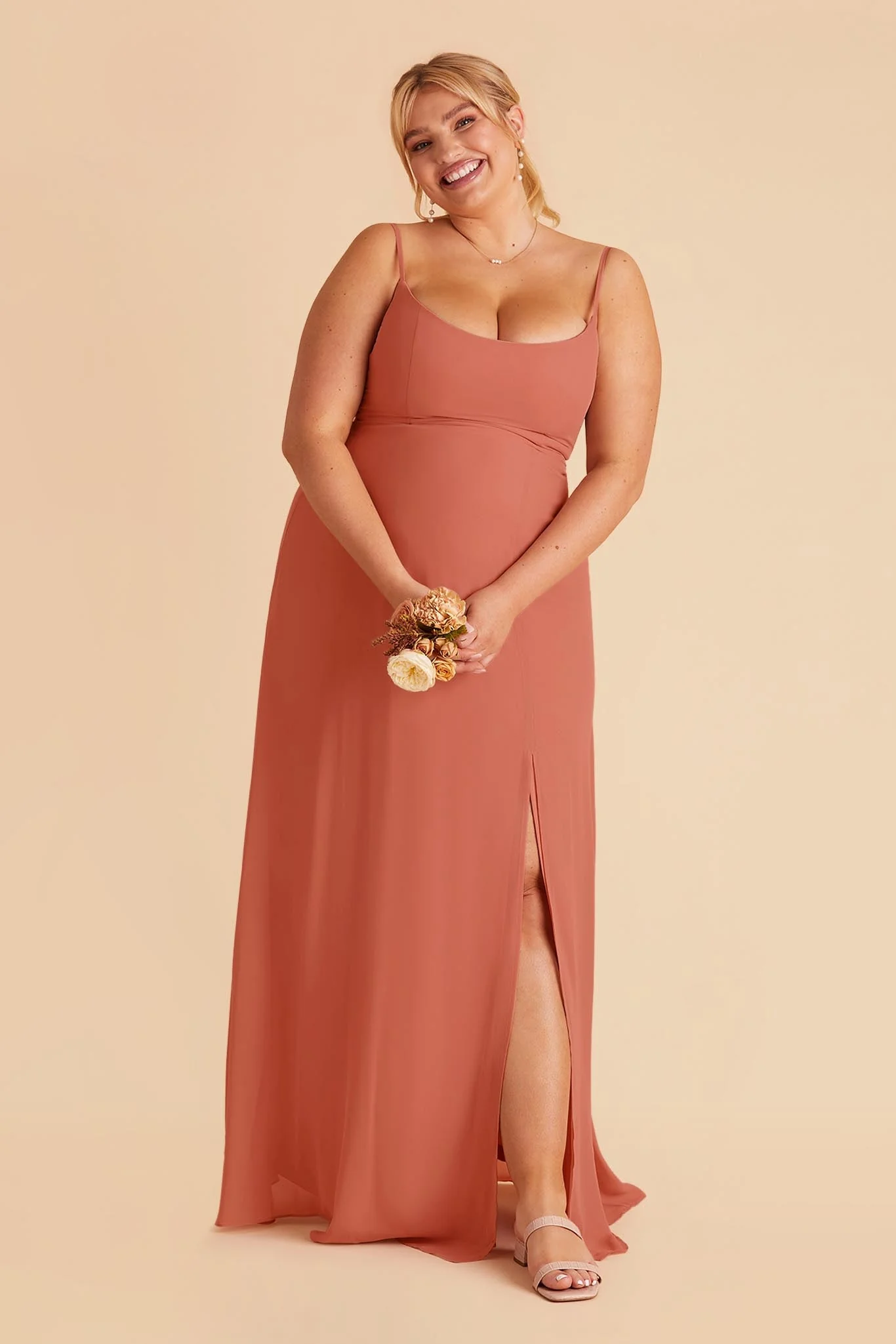 Amy Chiffon Dress - Terracotta - Image 2