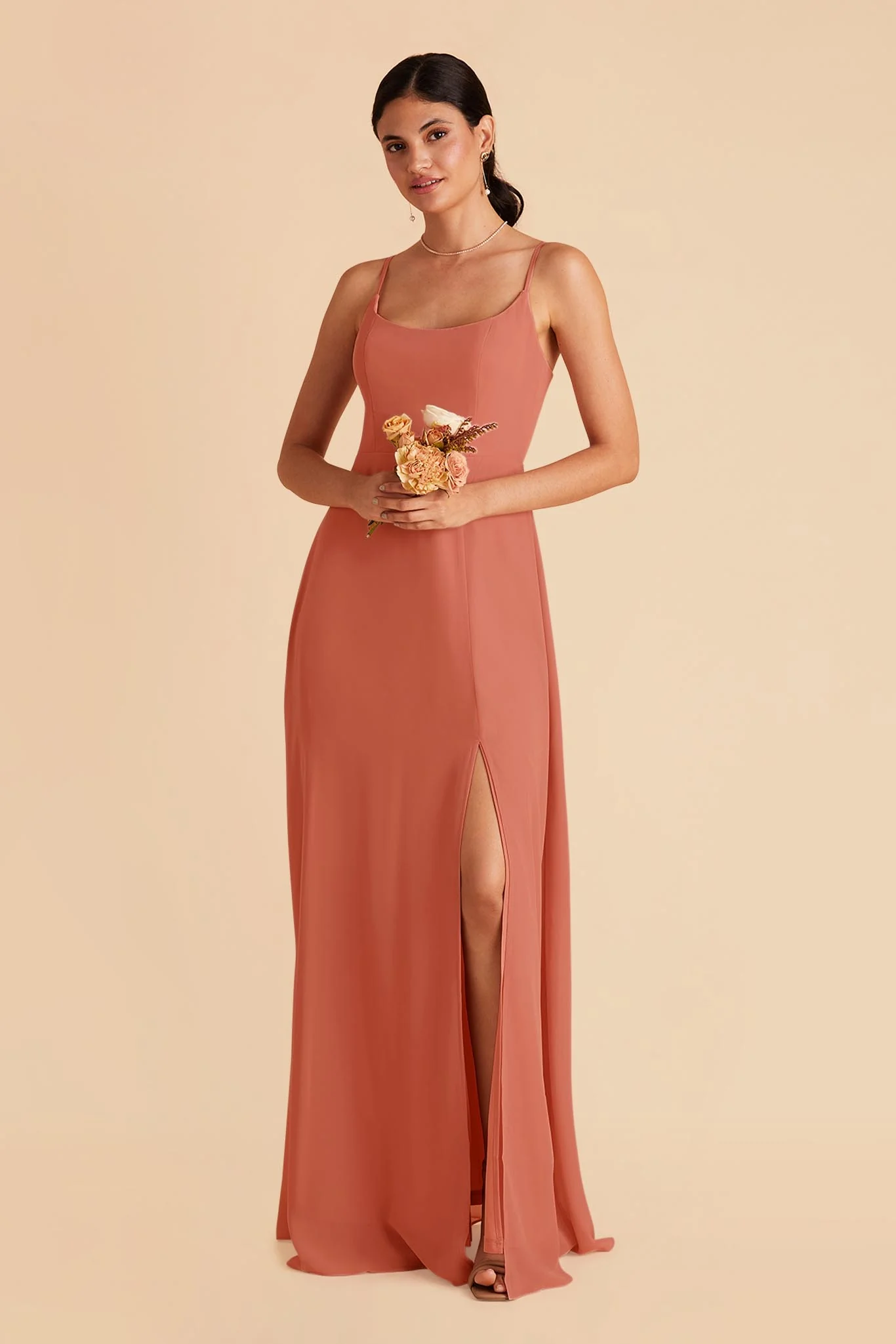 Amy Chiffon Dress - Terracotta - Image 4