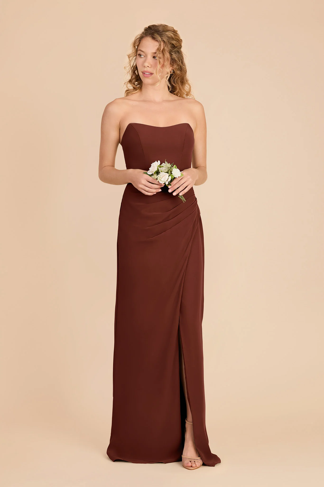 Anne Chiffon Dress - Cognac - Image 2