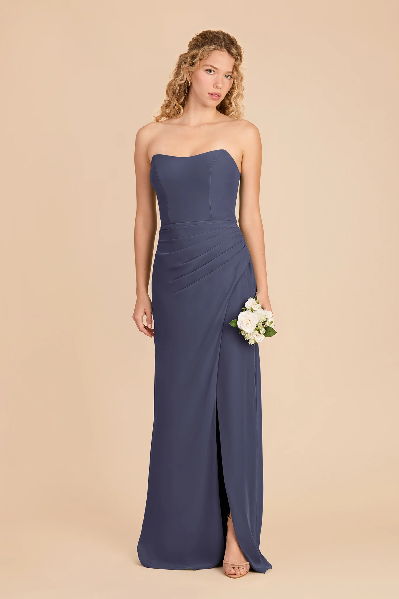 Anne Chiffon Dress - Dusk Blue