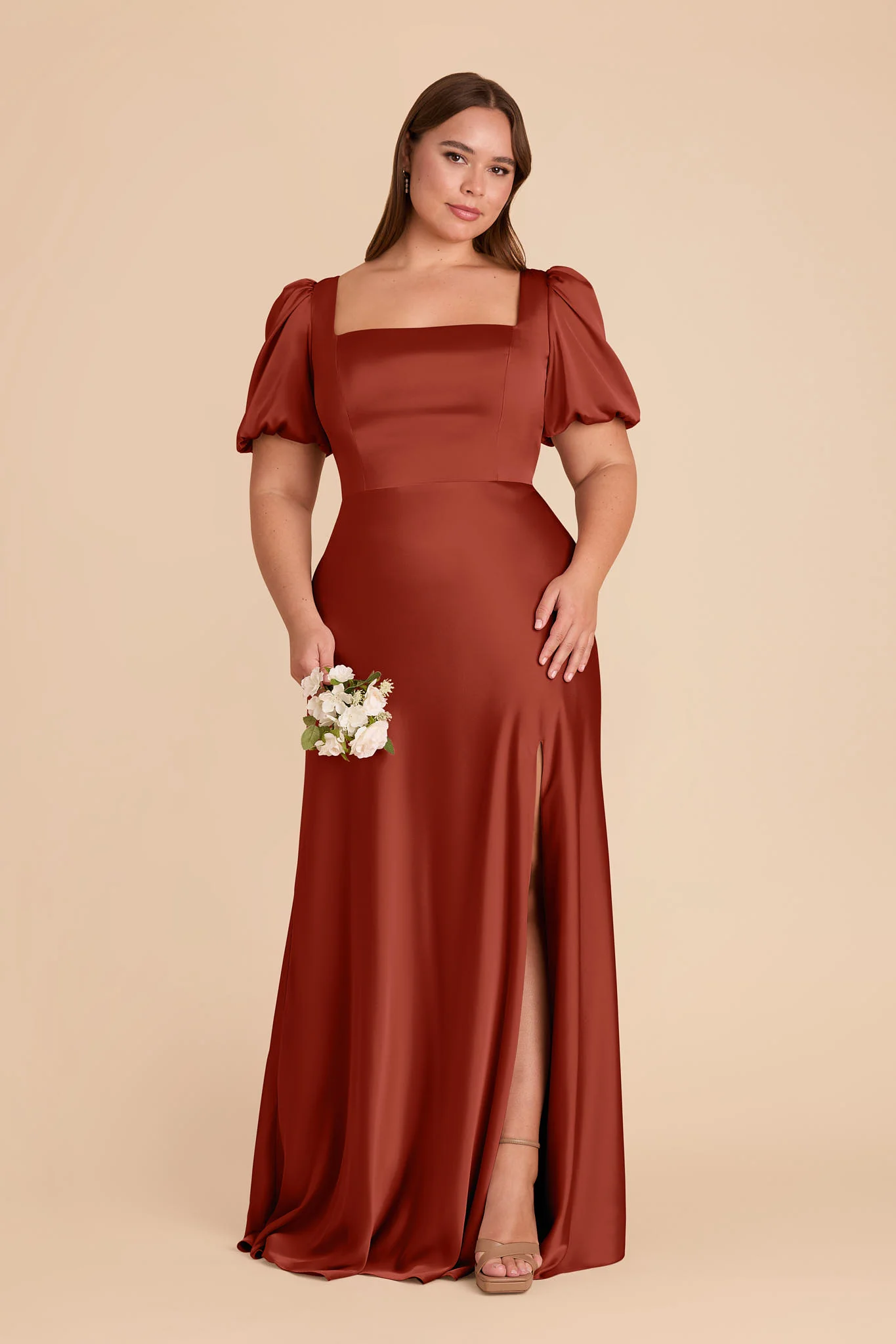 Anne Matte Satin Dress - Auburn - Image 7