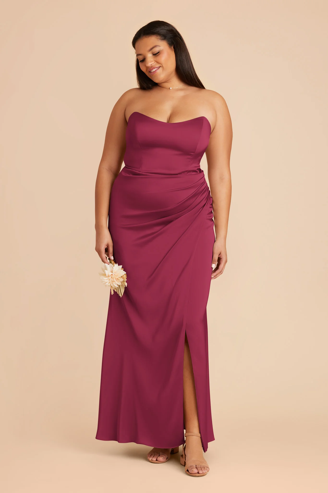 Anne Matte Satin Dress - Berry - Image 8