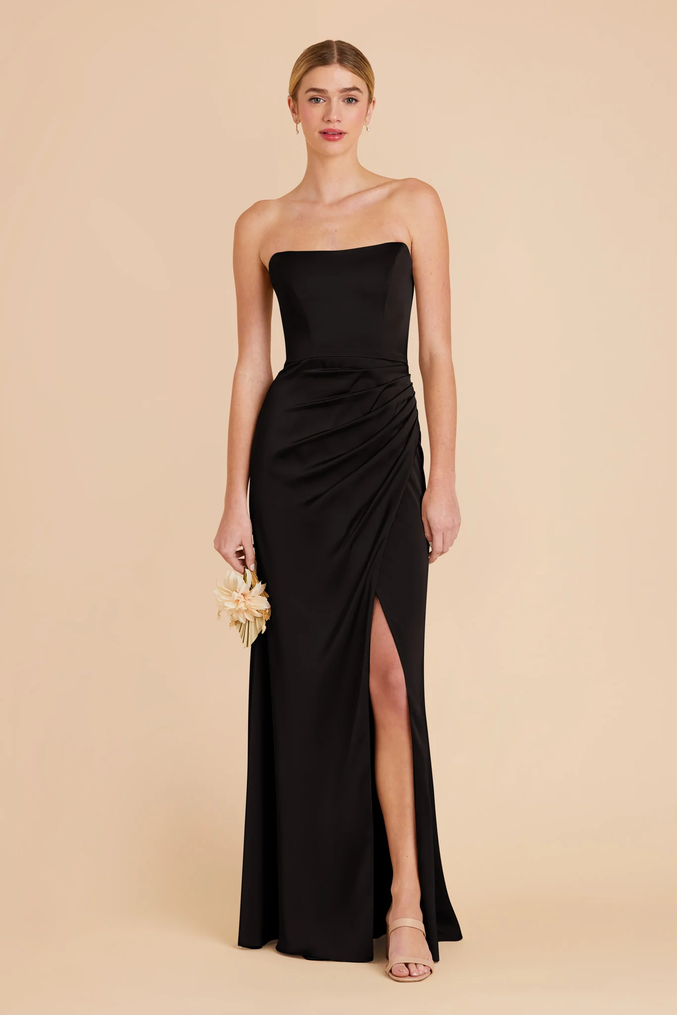 Anne Matte Satin Dress - Black
