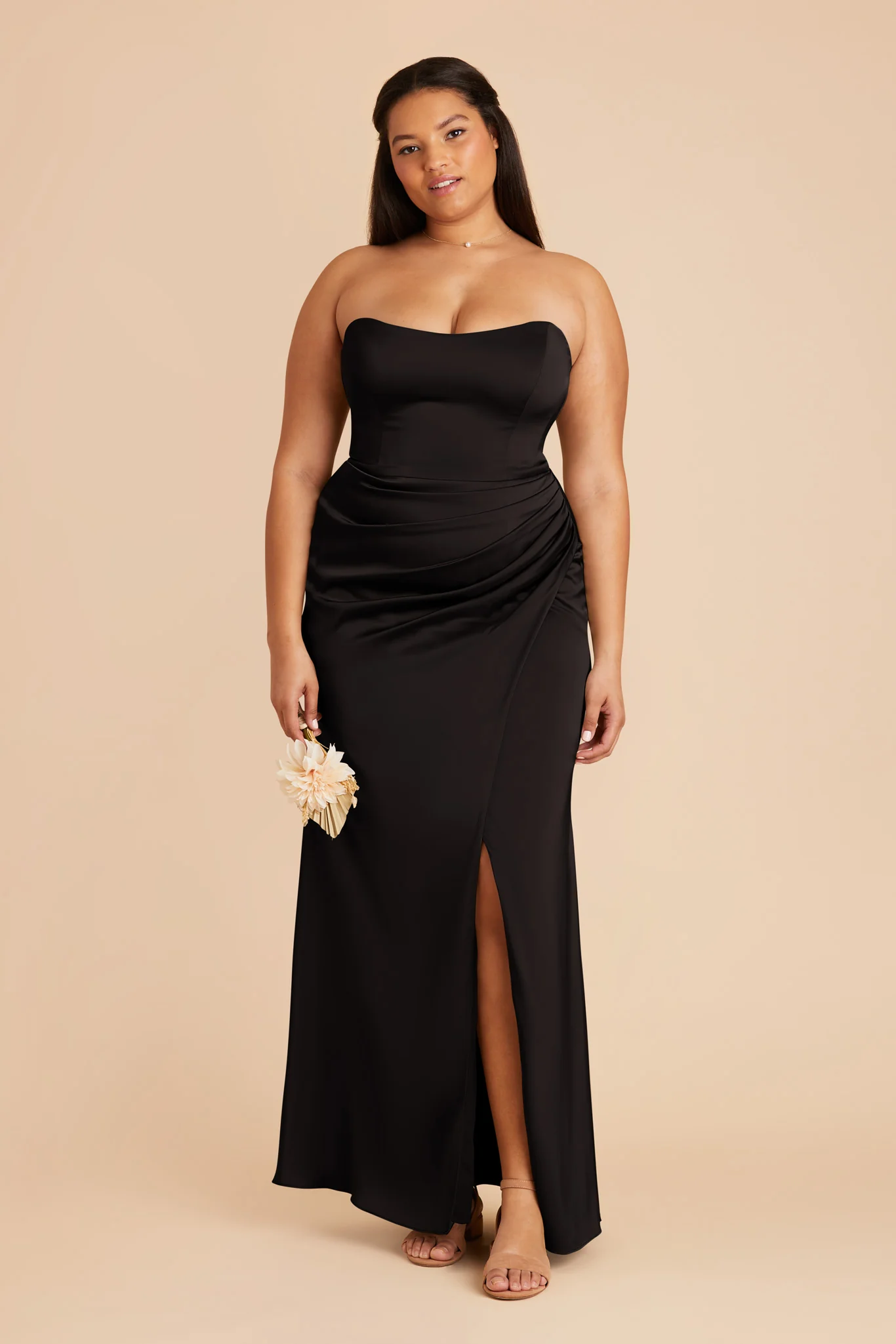 Anne Matte Satin Dress - Black - Image 2