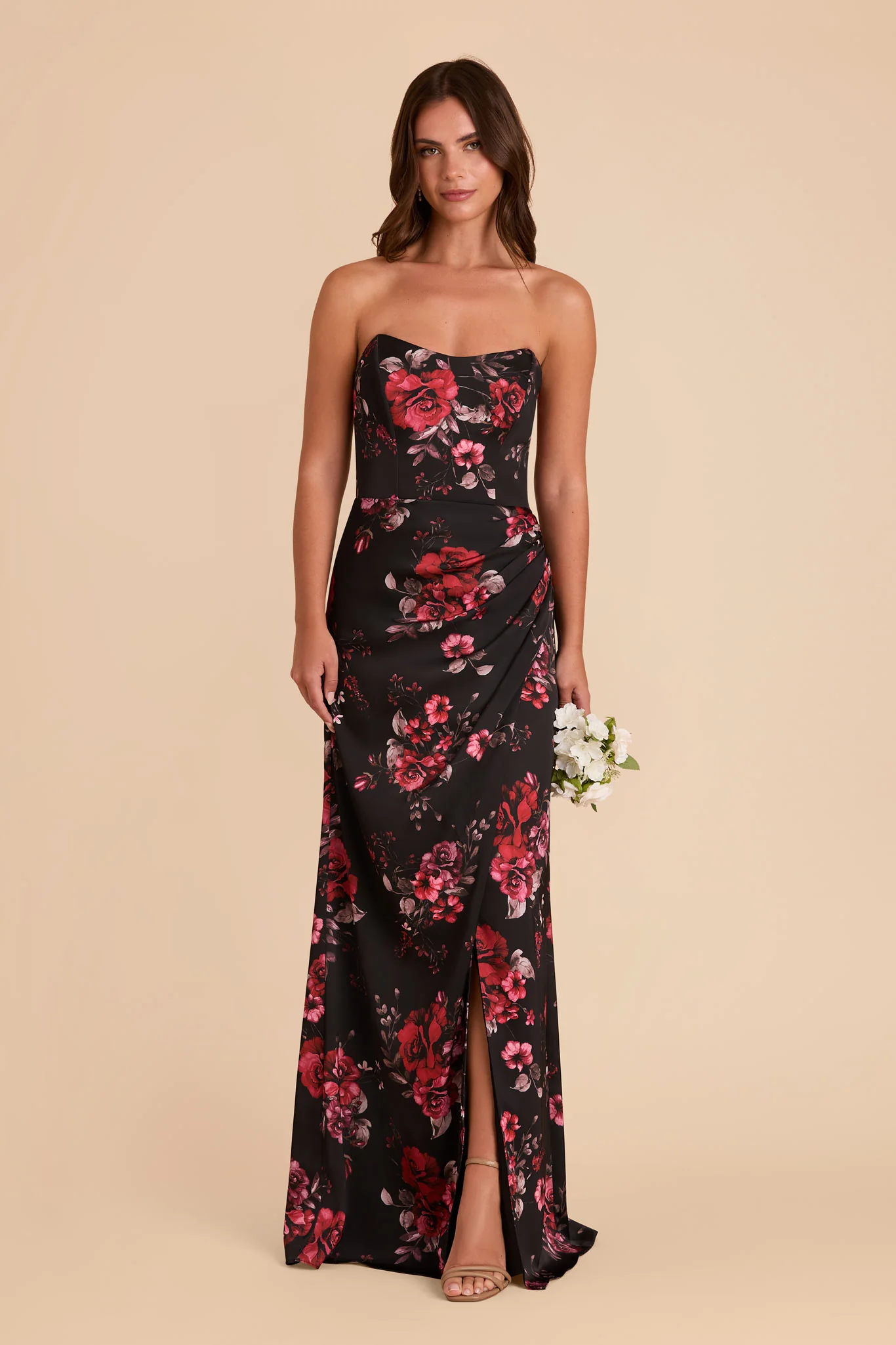 Anne Matte Satin Dress - Black Fleurs D'Amour