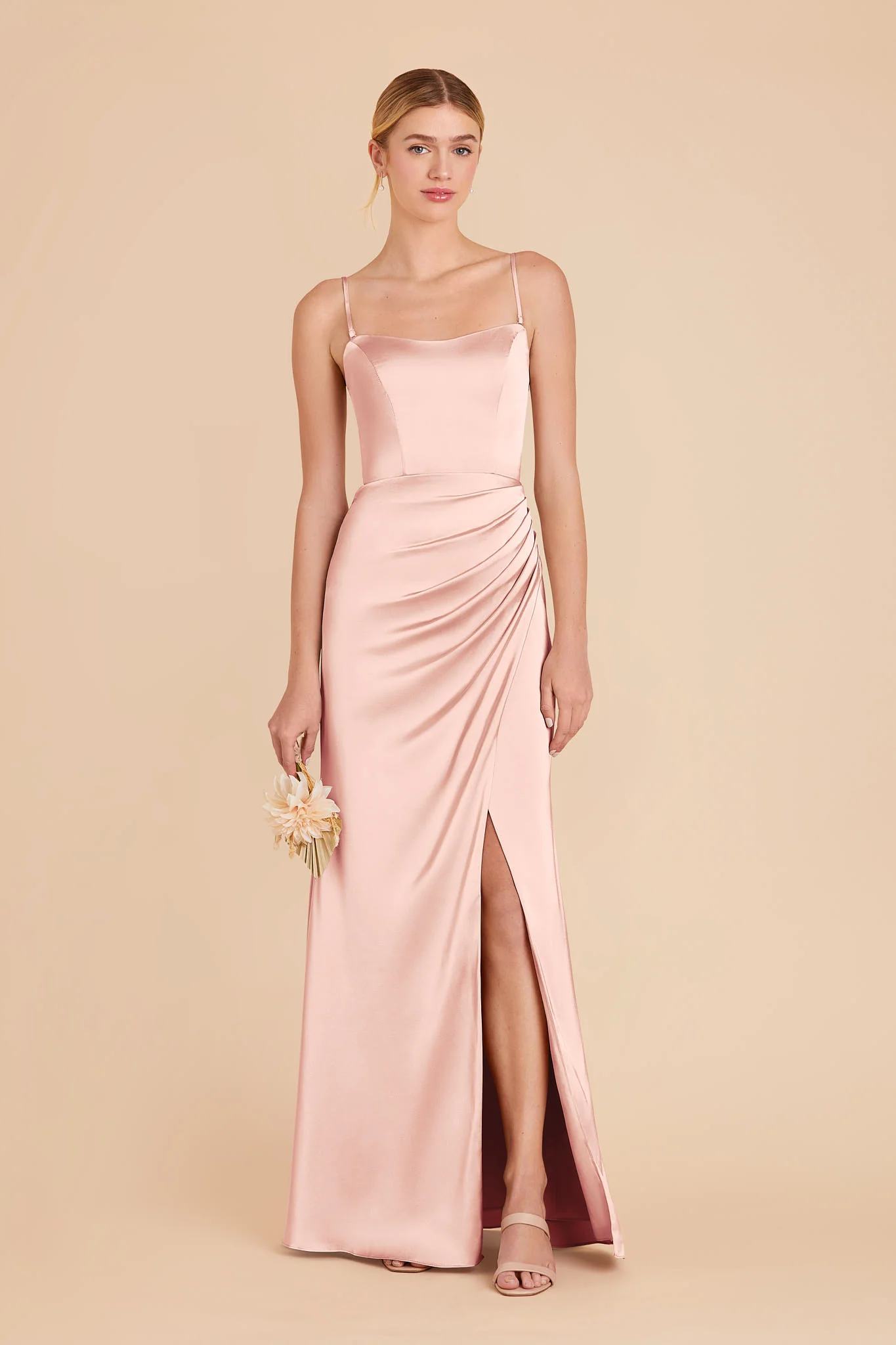 Anne Matte Satin Dress - Blush Pink - Image 4