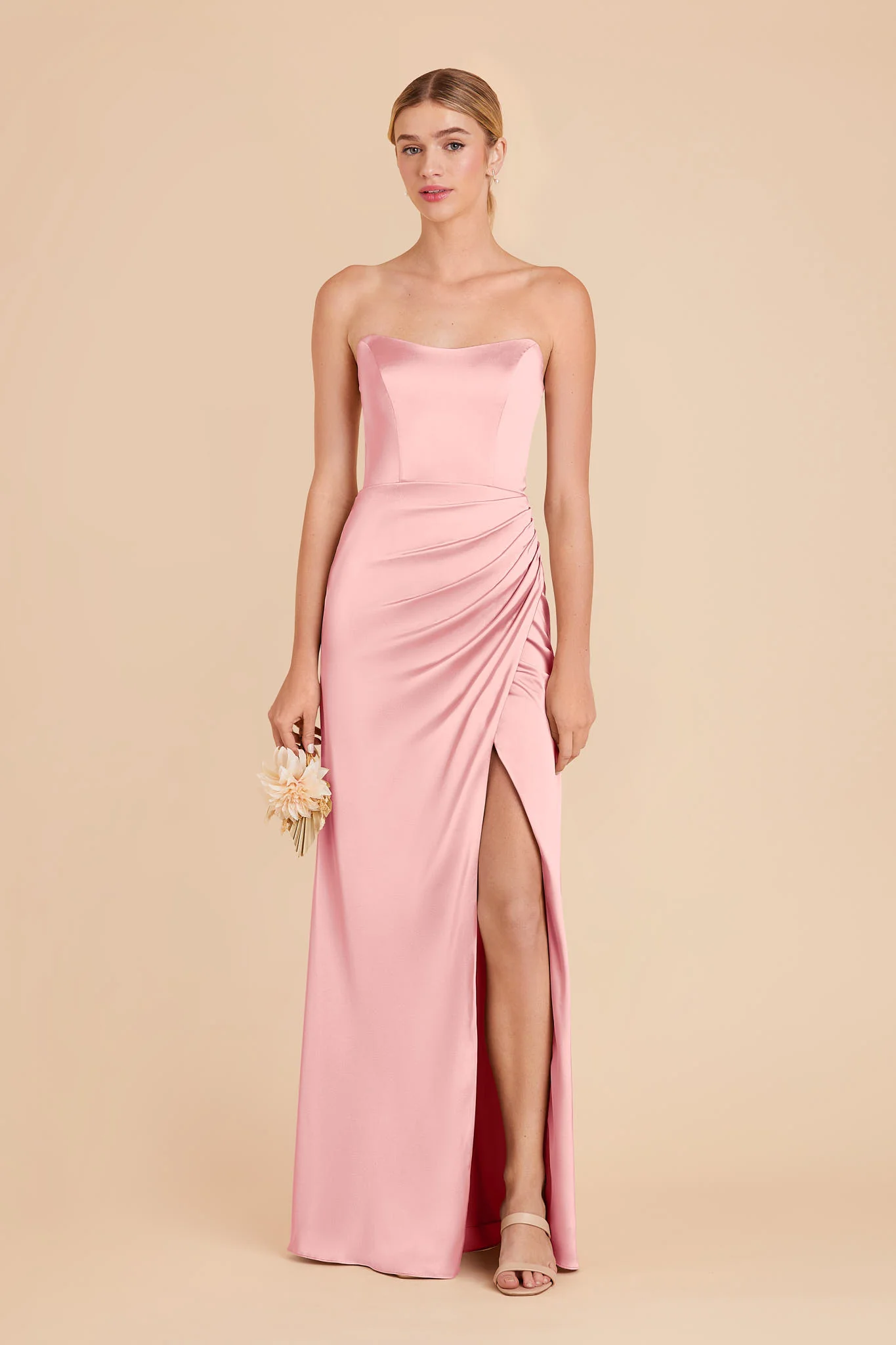 Anne Matte Satin Dress - Bubblegum Pink