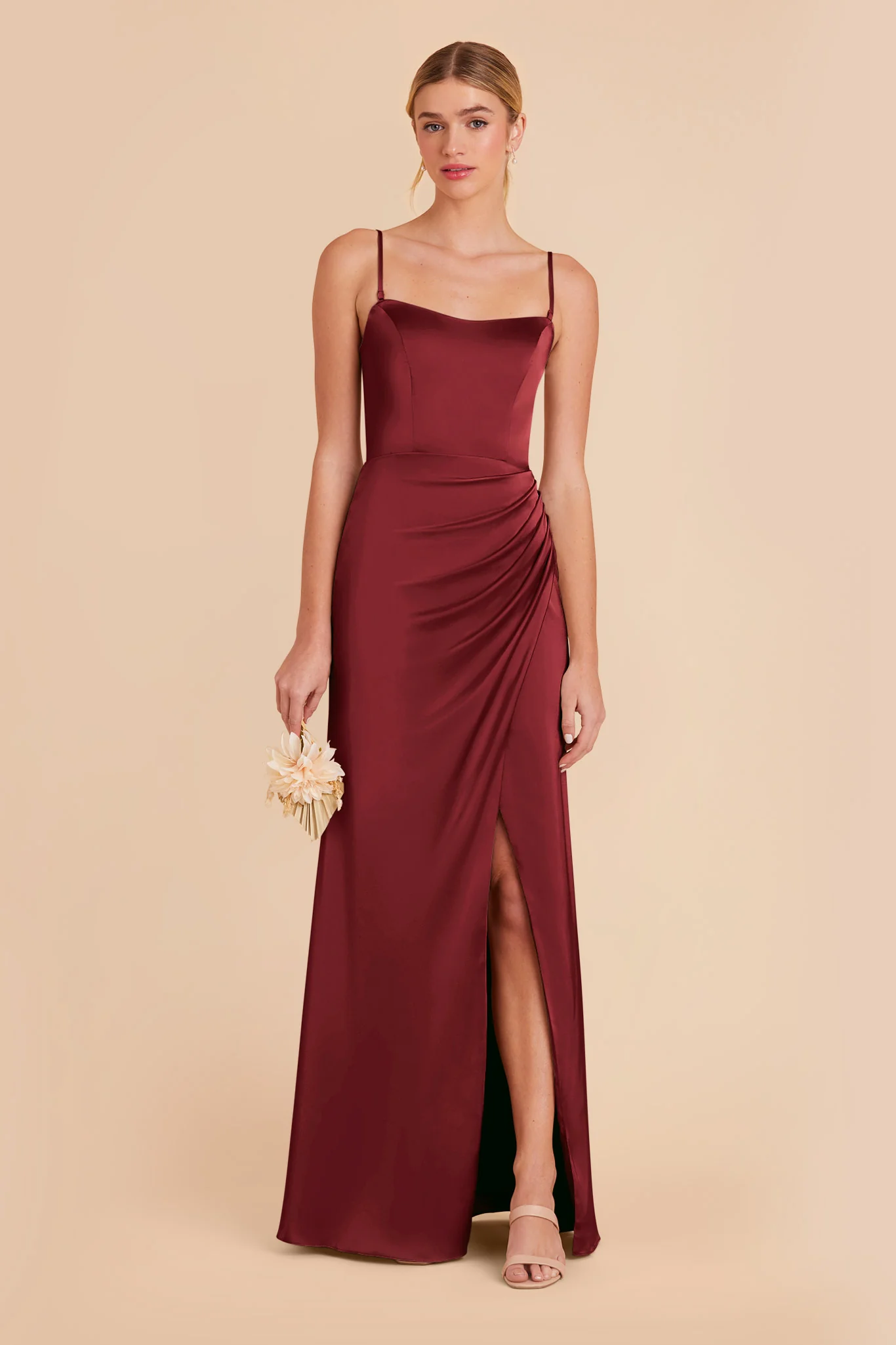 Anne Matte Satin Dress - Burgundy - Image 3
