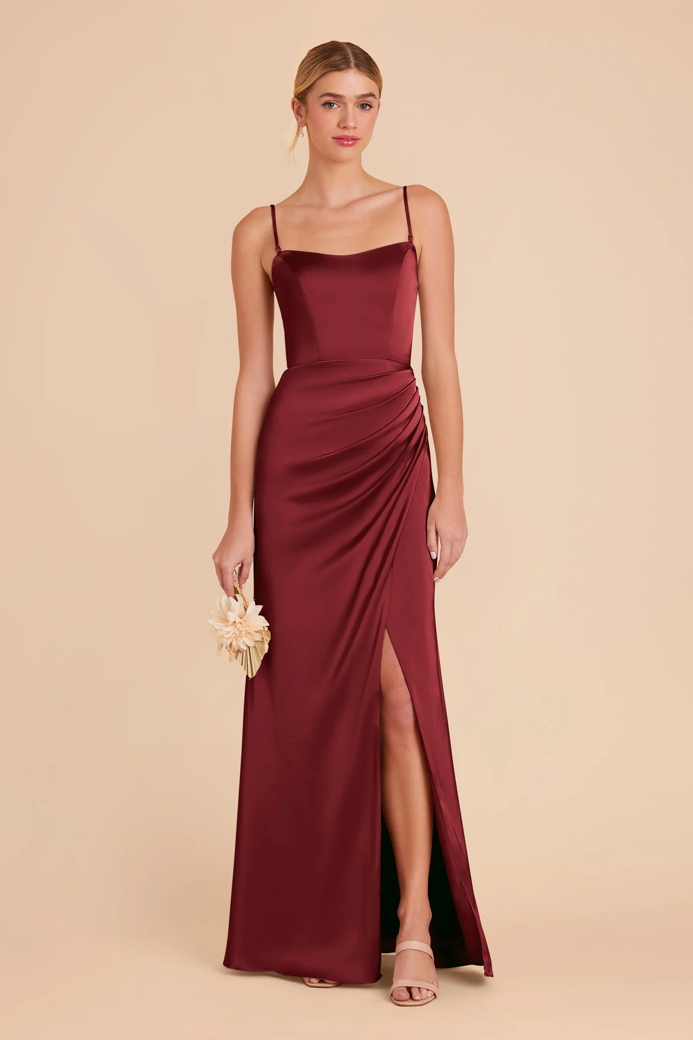 Anne Matte Satin Dress - Burgundy - Image 5