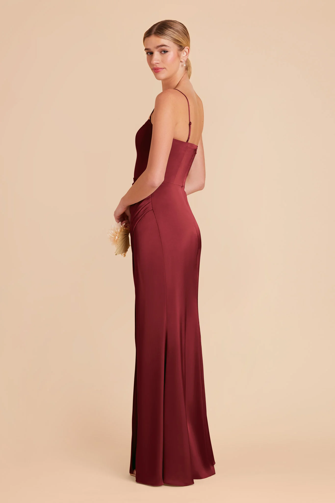Anne Matte Satin Dress - Burgundy - Image 6
