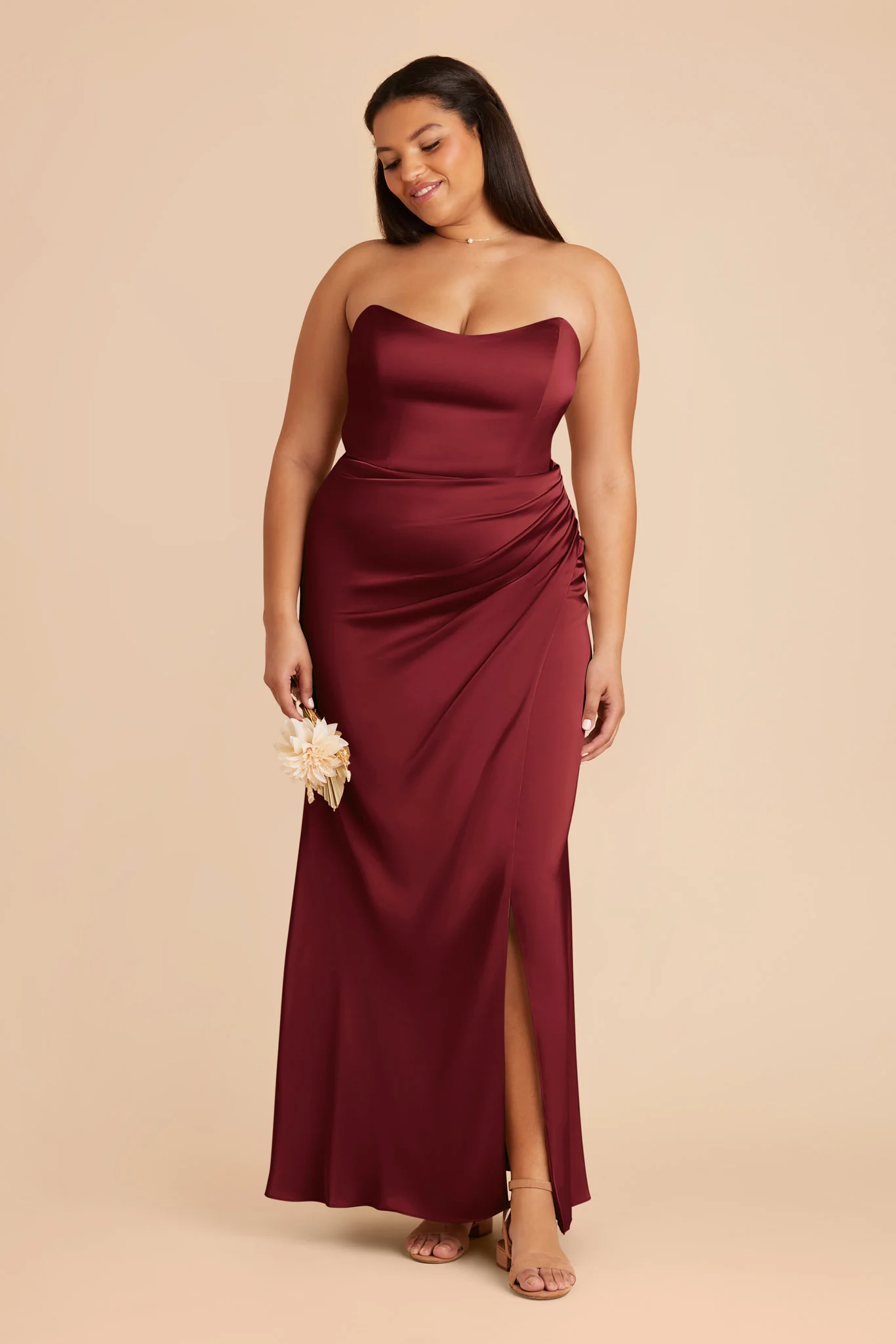 Anne Matte Satin Dress - Burgundy - Image 8