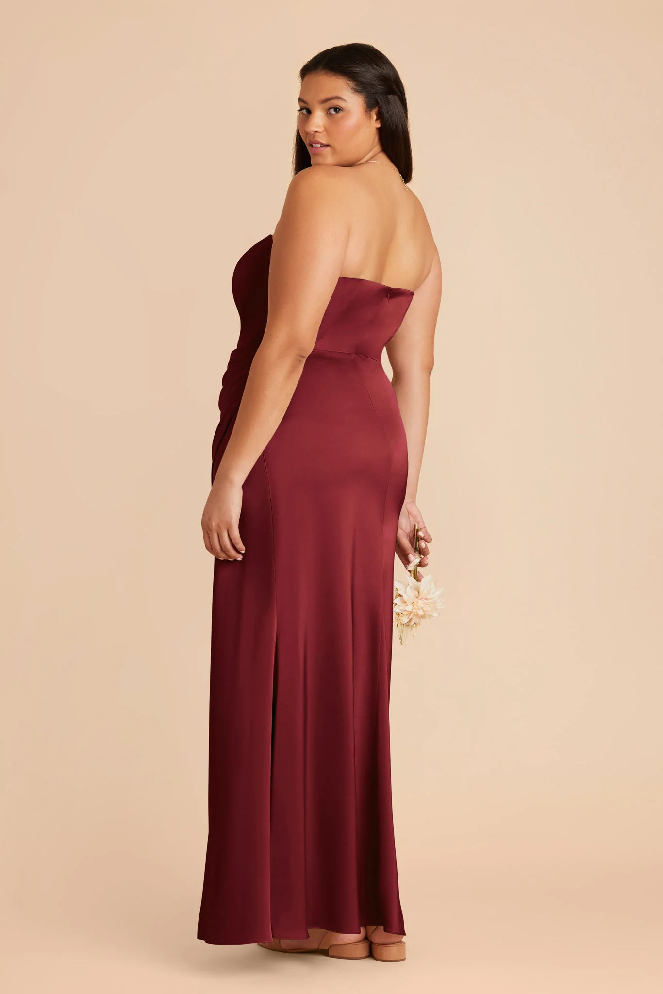Anne Matte Satin Dress - Burgundy - Image 9
