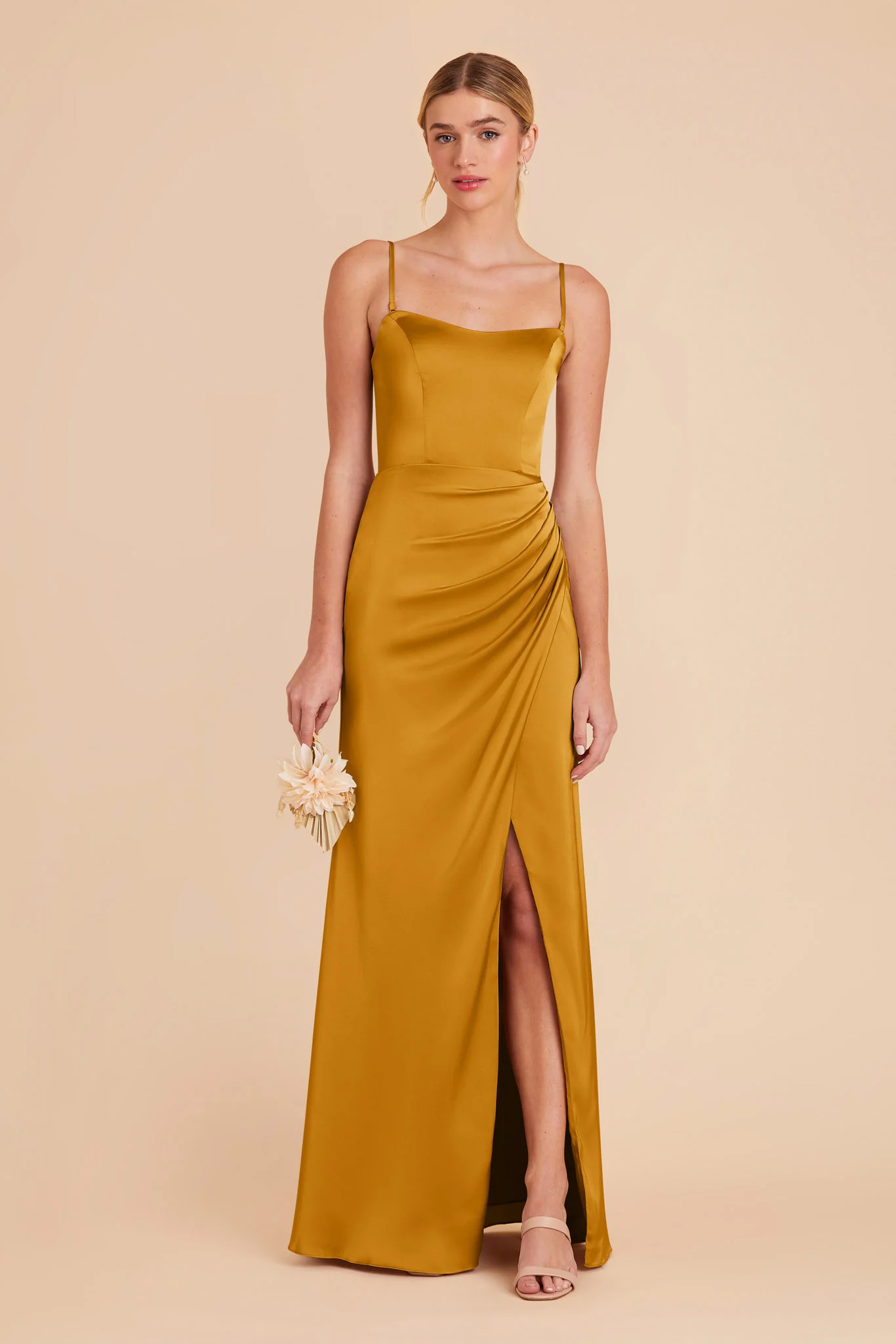Anne Matte Satin Dress - Butterscotch - Image 4