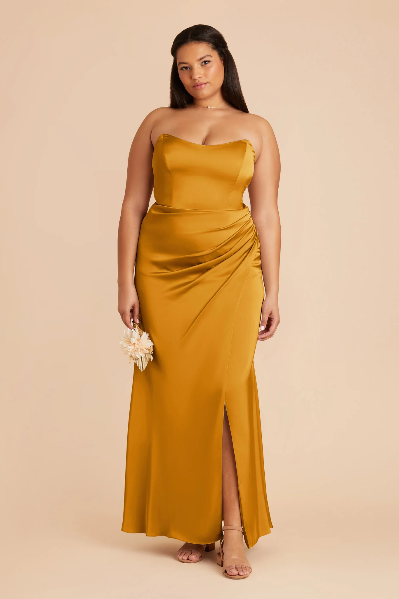 Anne Matte Satin Dress - Butterscotch - Image 7