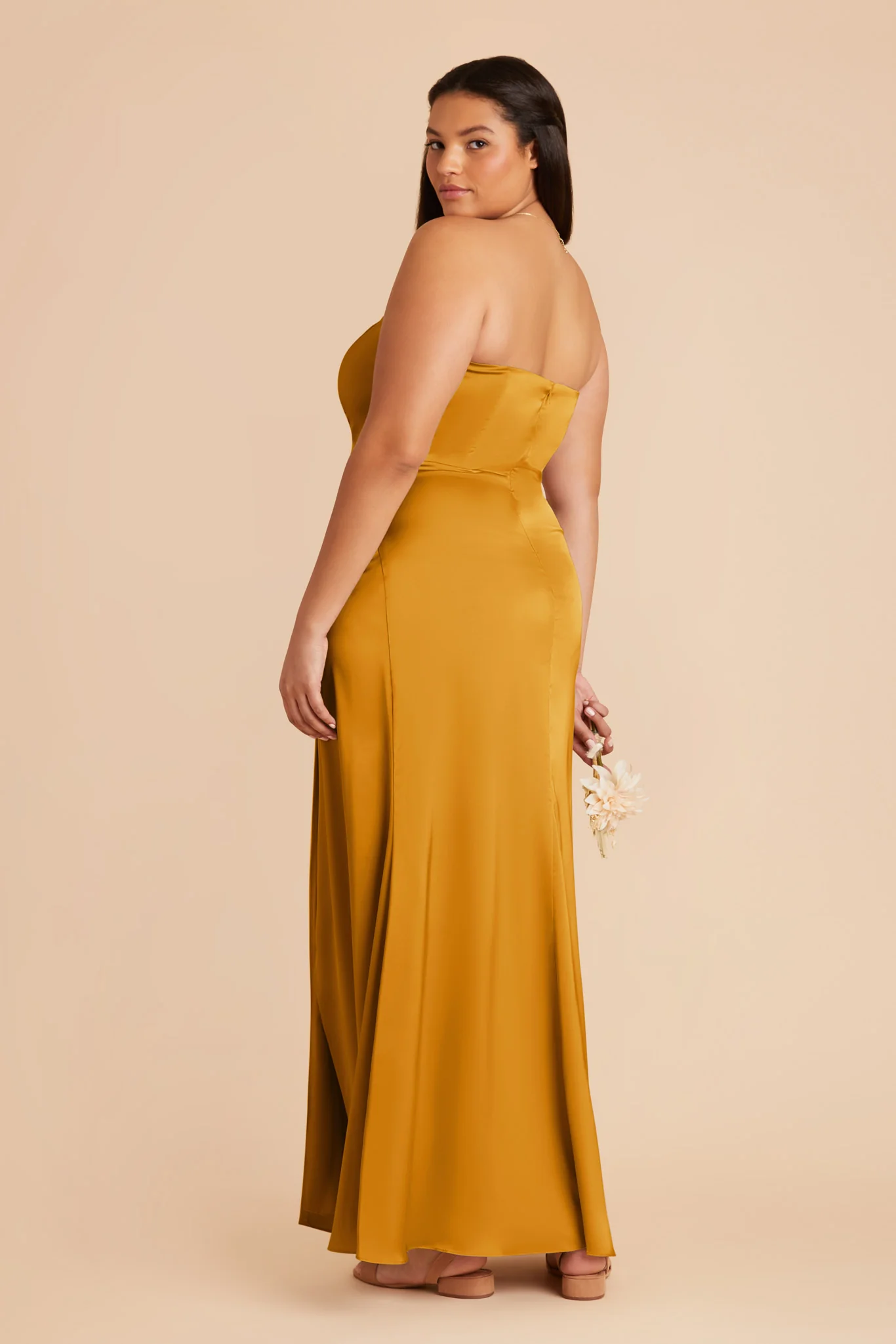 Anne Matte Satin Dress - Butterscotch - Image 9
