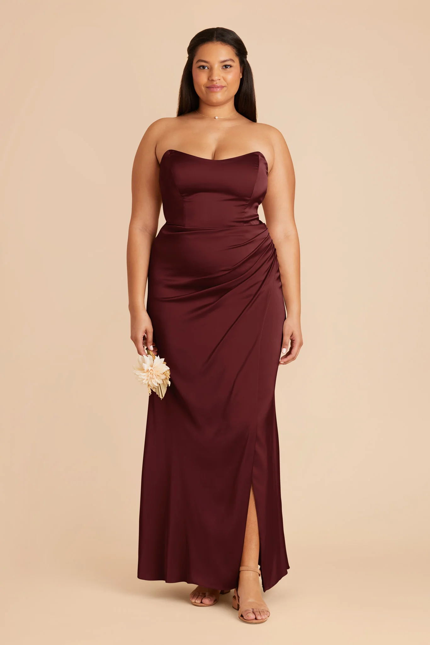 Anne Matte Satin Dress - Cabernet - Image 2
