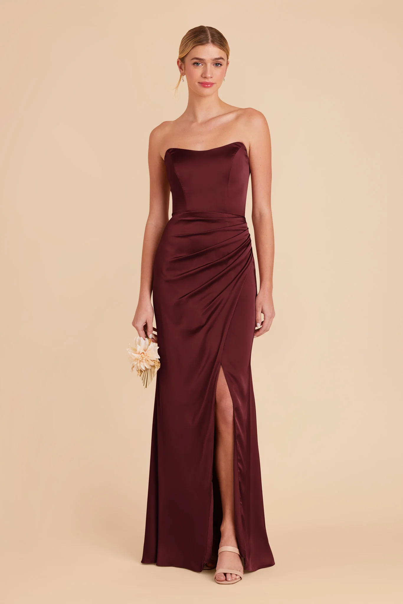 Anne Matte Satin Dress - Cabernet - Image 3