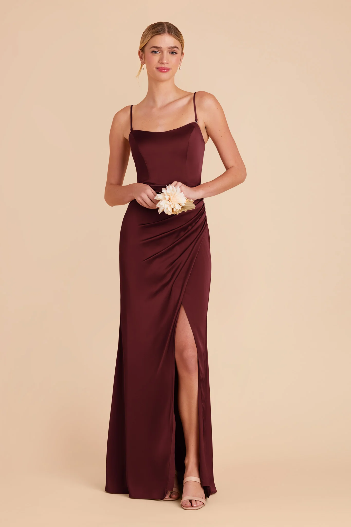 Anne Matte Satin Dress - Cabernet - Image 4