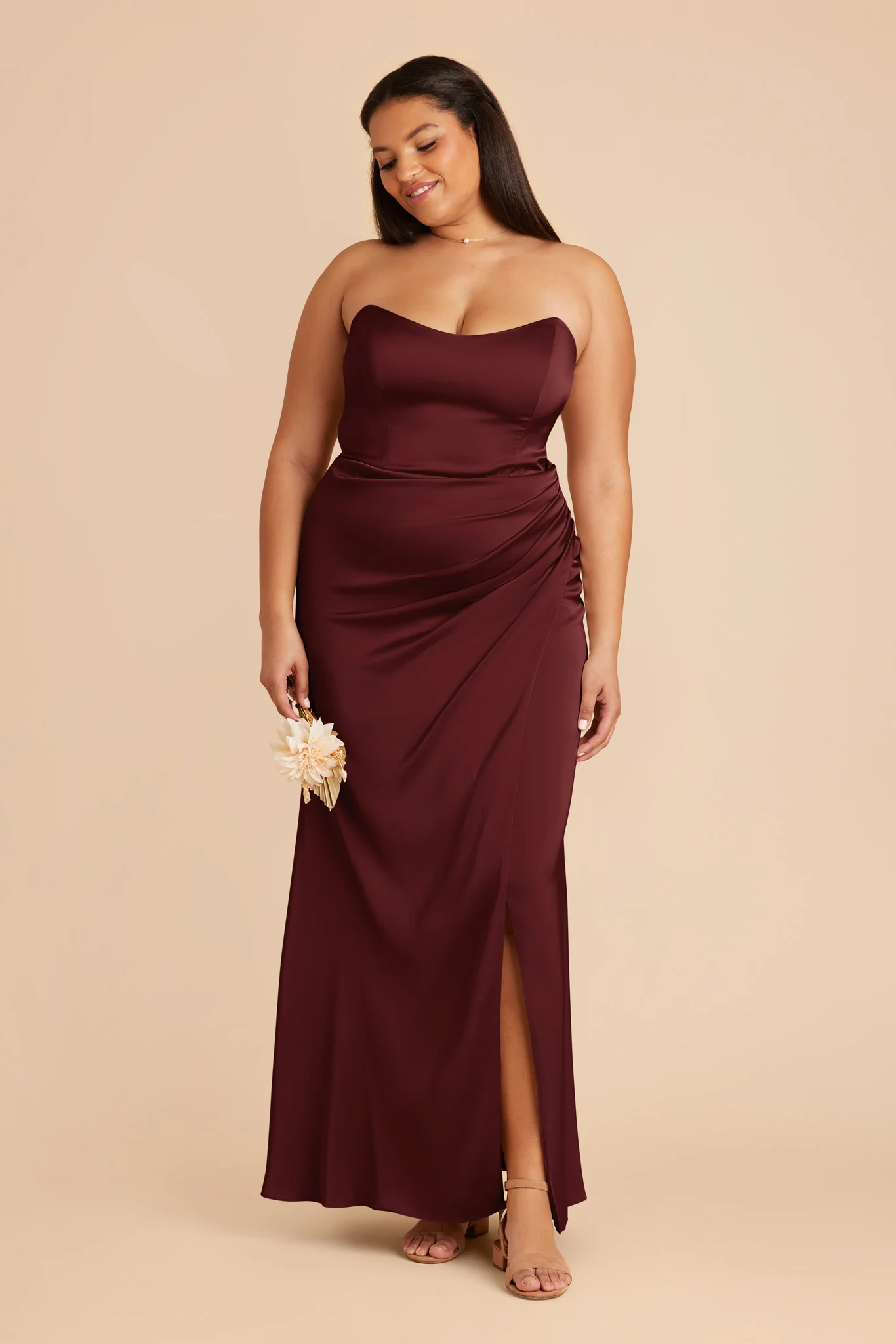 Anne Matte Satin Dress - Cabernet - Image 7