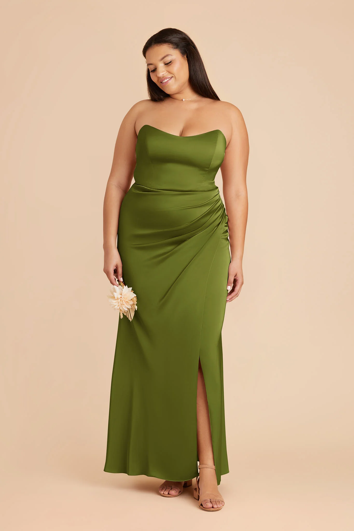 Anne Matte Satin Dress - Cactus - Image 6