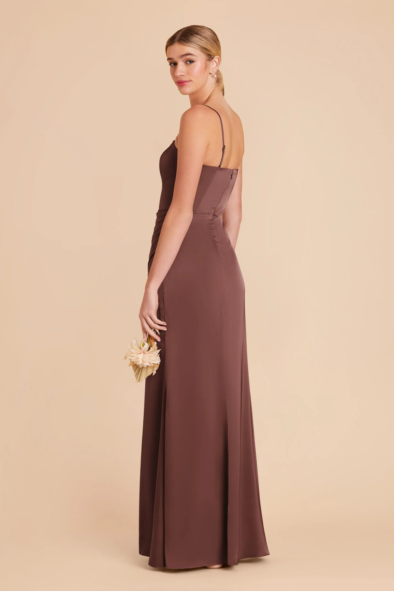 Anne Matte Satin Dress - Chocolate Brown - Image 5