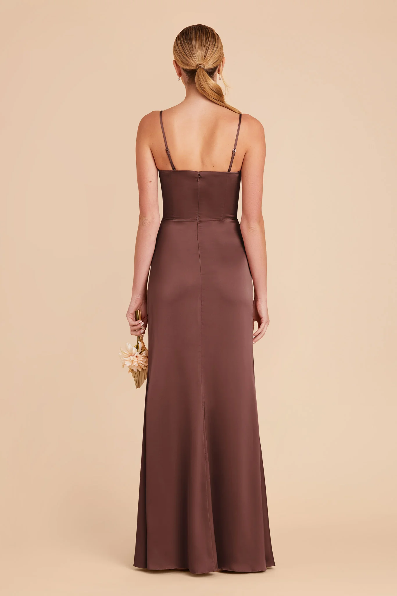 Anne Matte Satin Dress - Chocolate Brown - Image 6