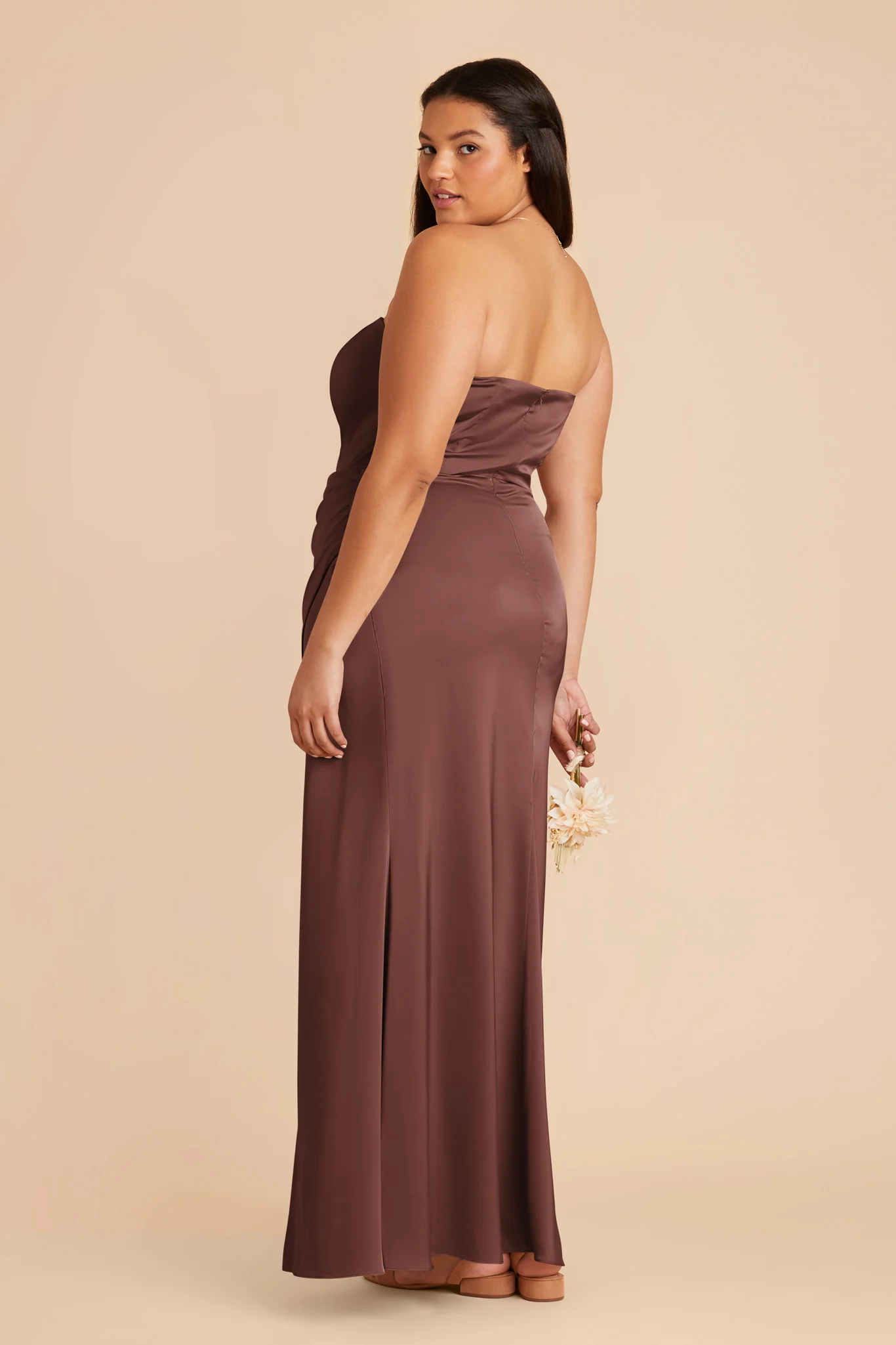 Anne Matte Satin Dress - Chocolate Brown - Image 8
