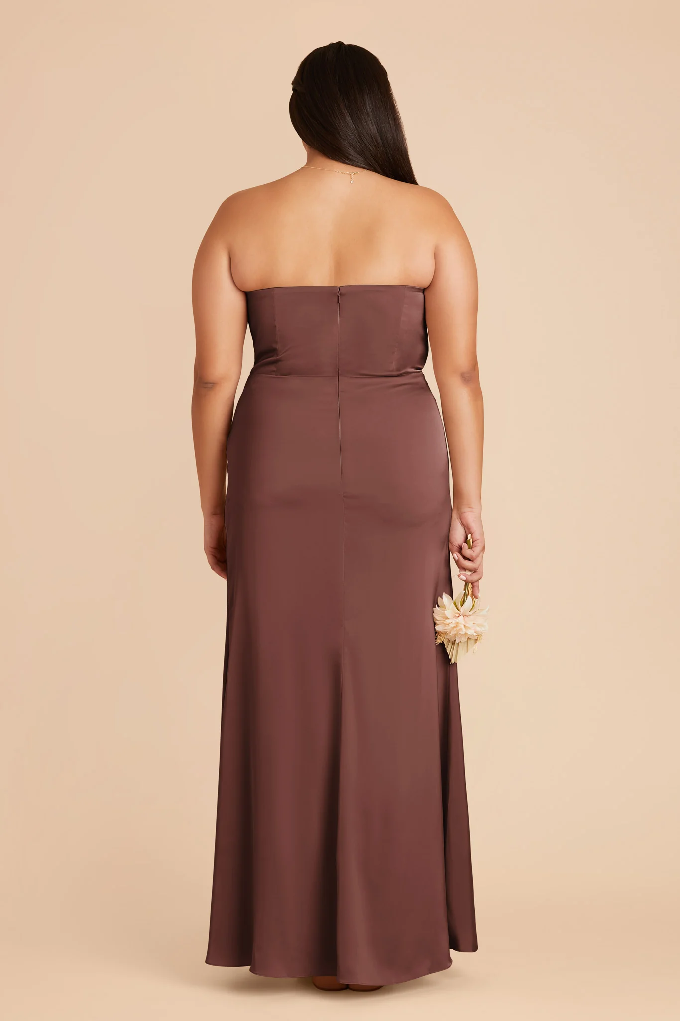 Anne Matte Satin Dress - Chocolate Brown - Image 9