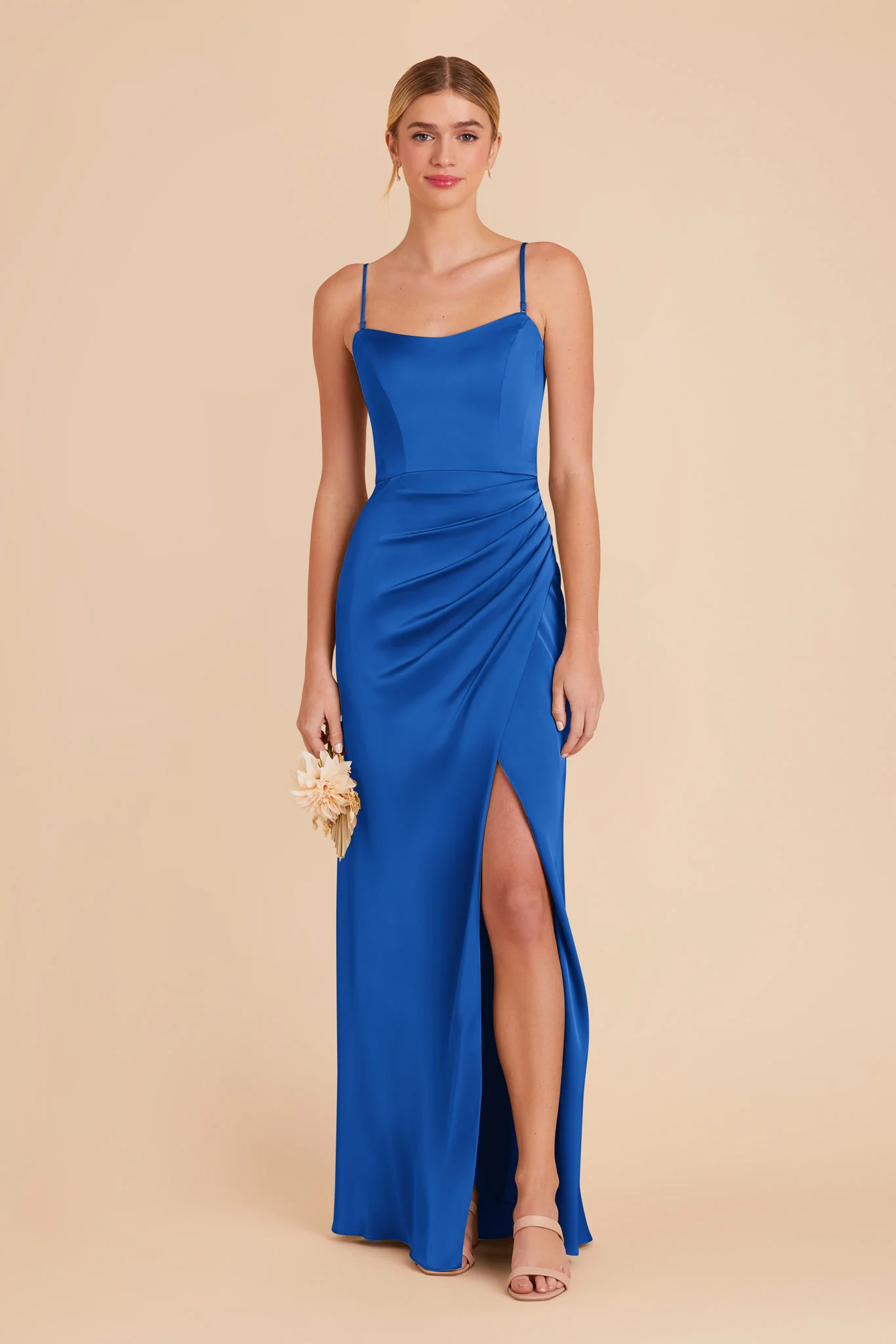 Anne Matte Satin Dress - Cobalt Blue - Image 3