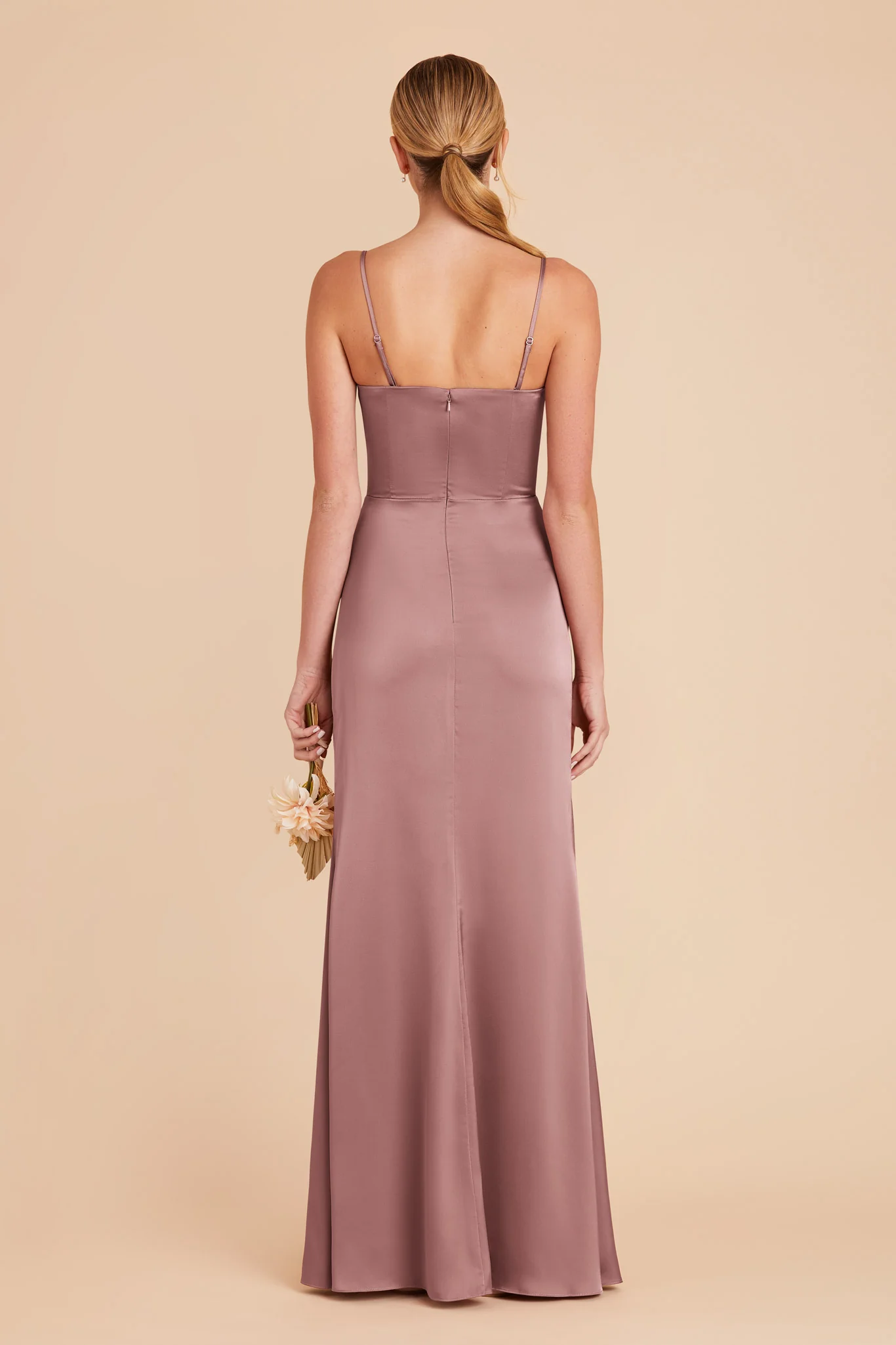 Anne Matte Satin Dress - Dark Mauve - Image 6