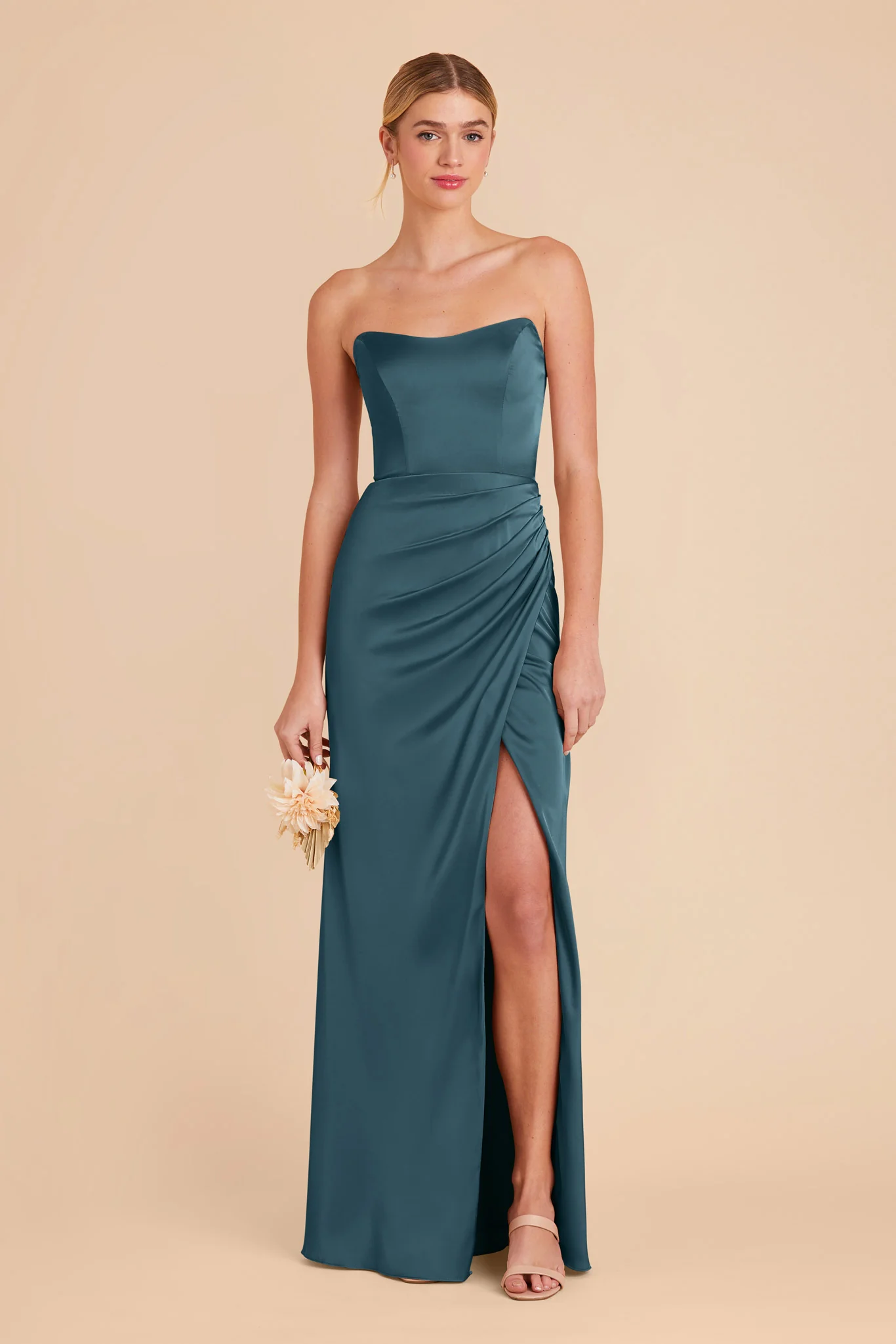Anne Matte Satin Dress - Dark Teal