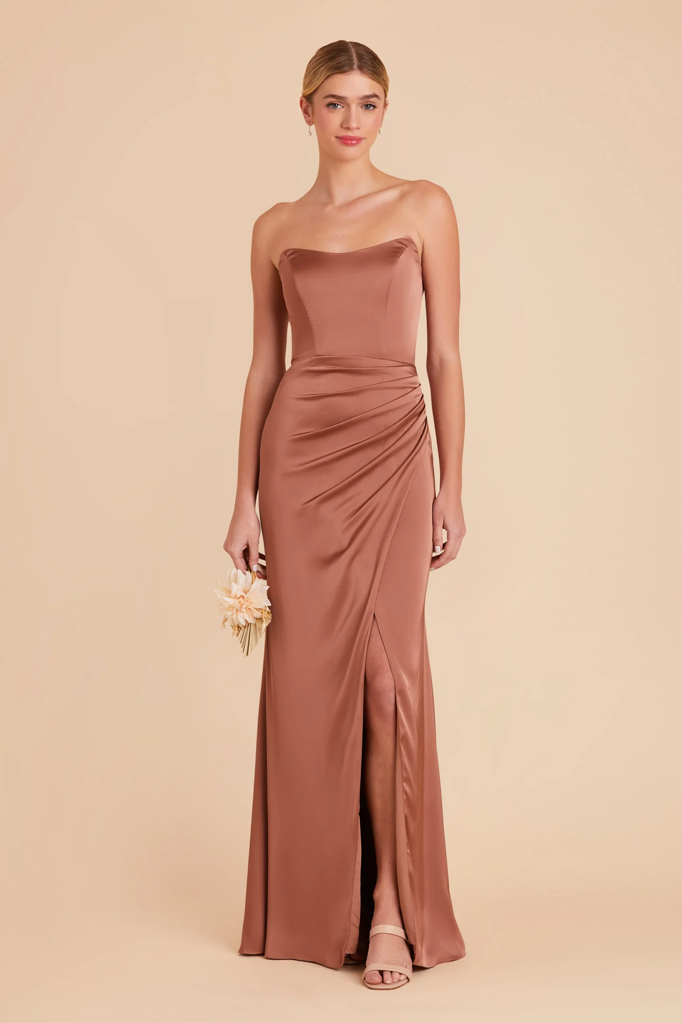 Anne Matte Satin Dress - Desert Rose - Image 4
