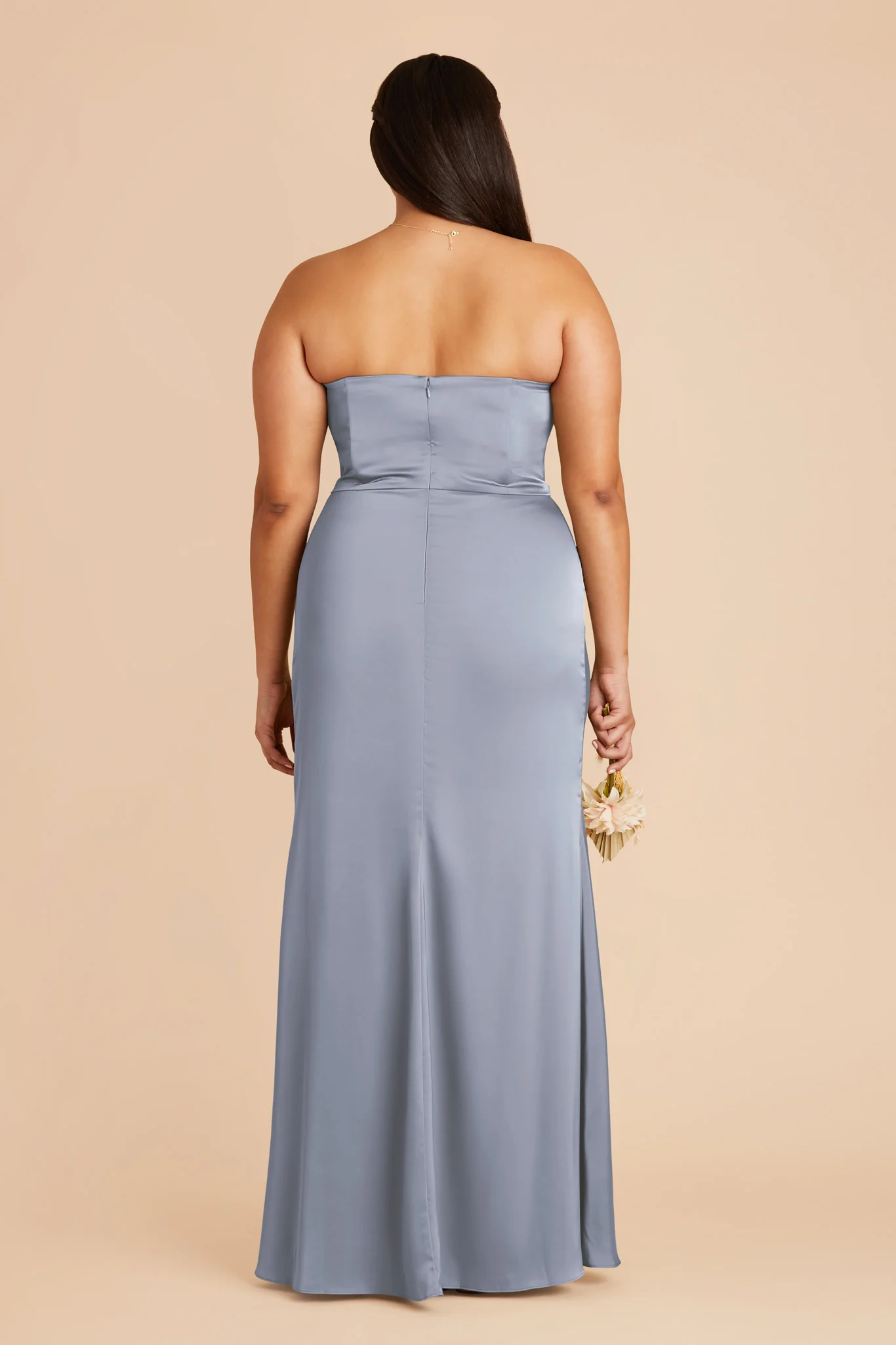 Anne Matte Satin Dress - Dusty Blue - Image 12