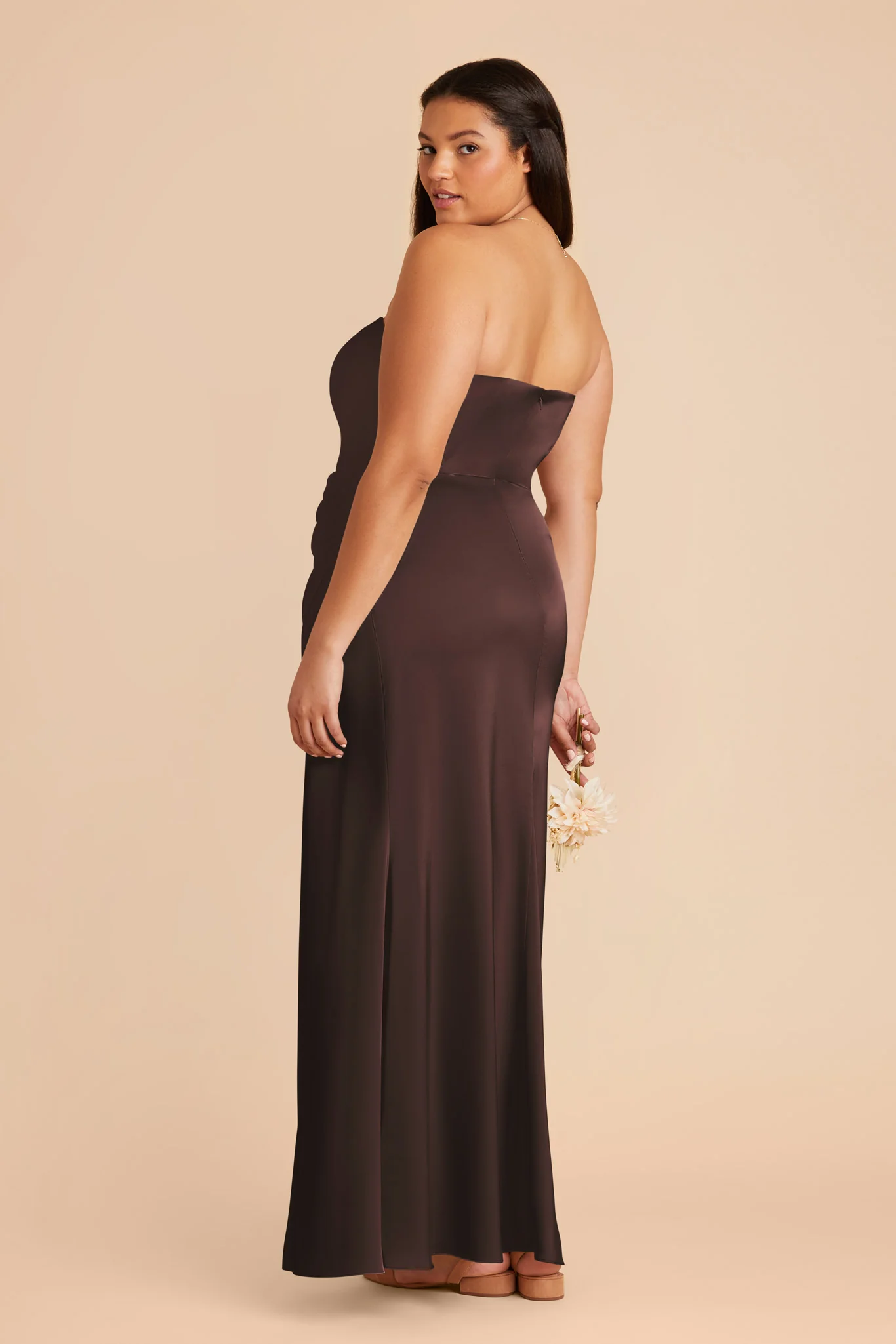 Anne Matte Satin Dress - Espresso - Image 7