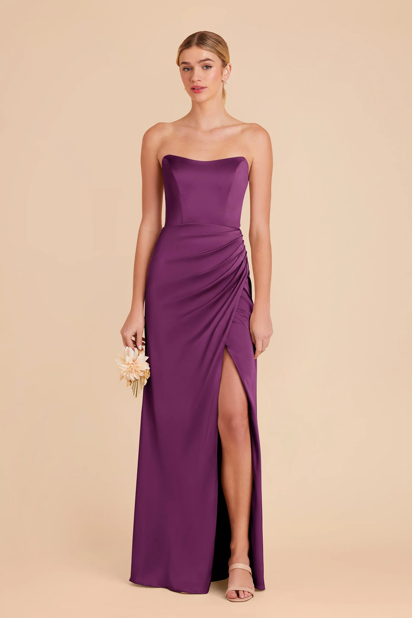 Anne Matte Satin Dress - Fig - Image 3