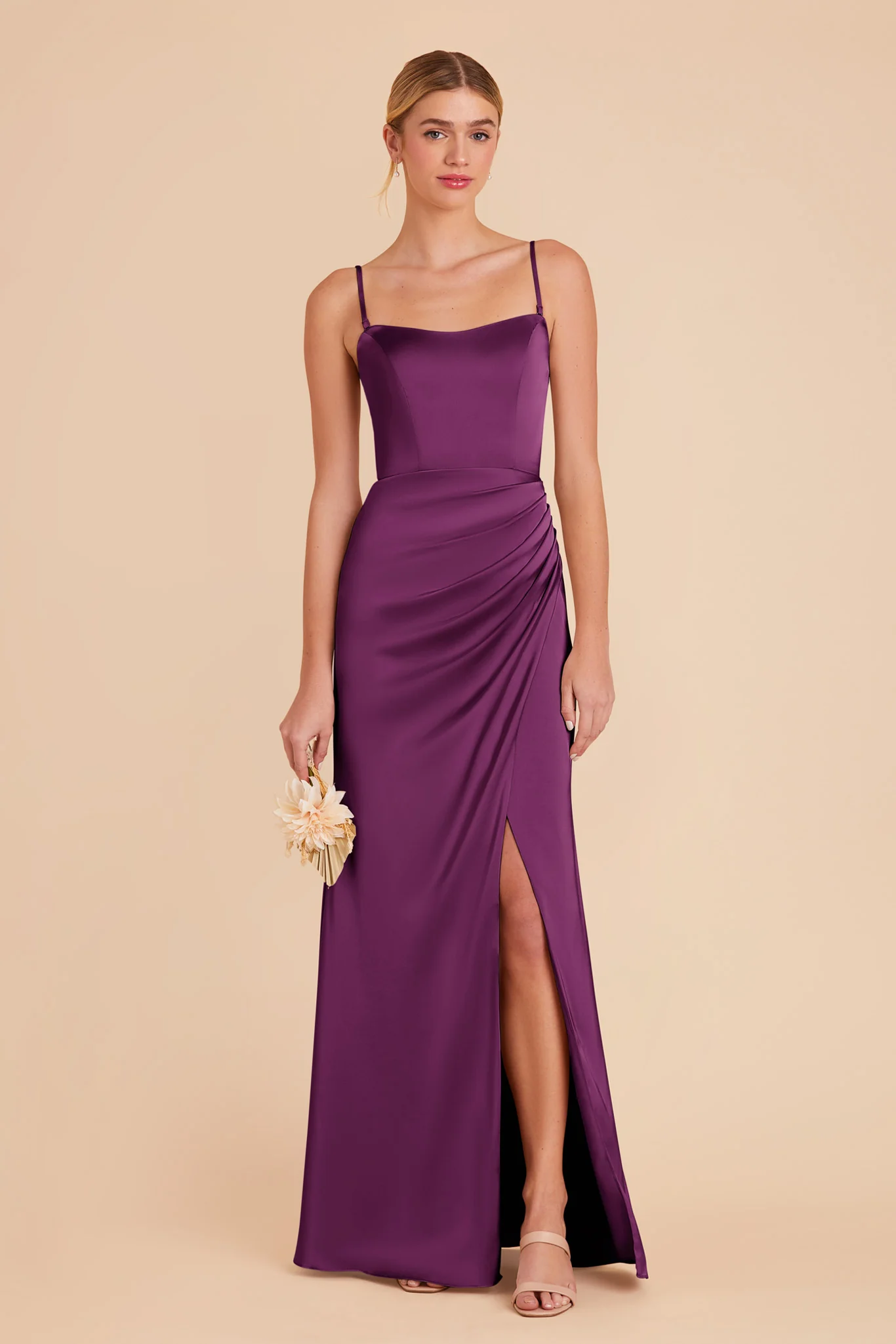 Anne Matte Satin Dress - Fig - Image 4