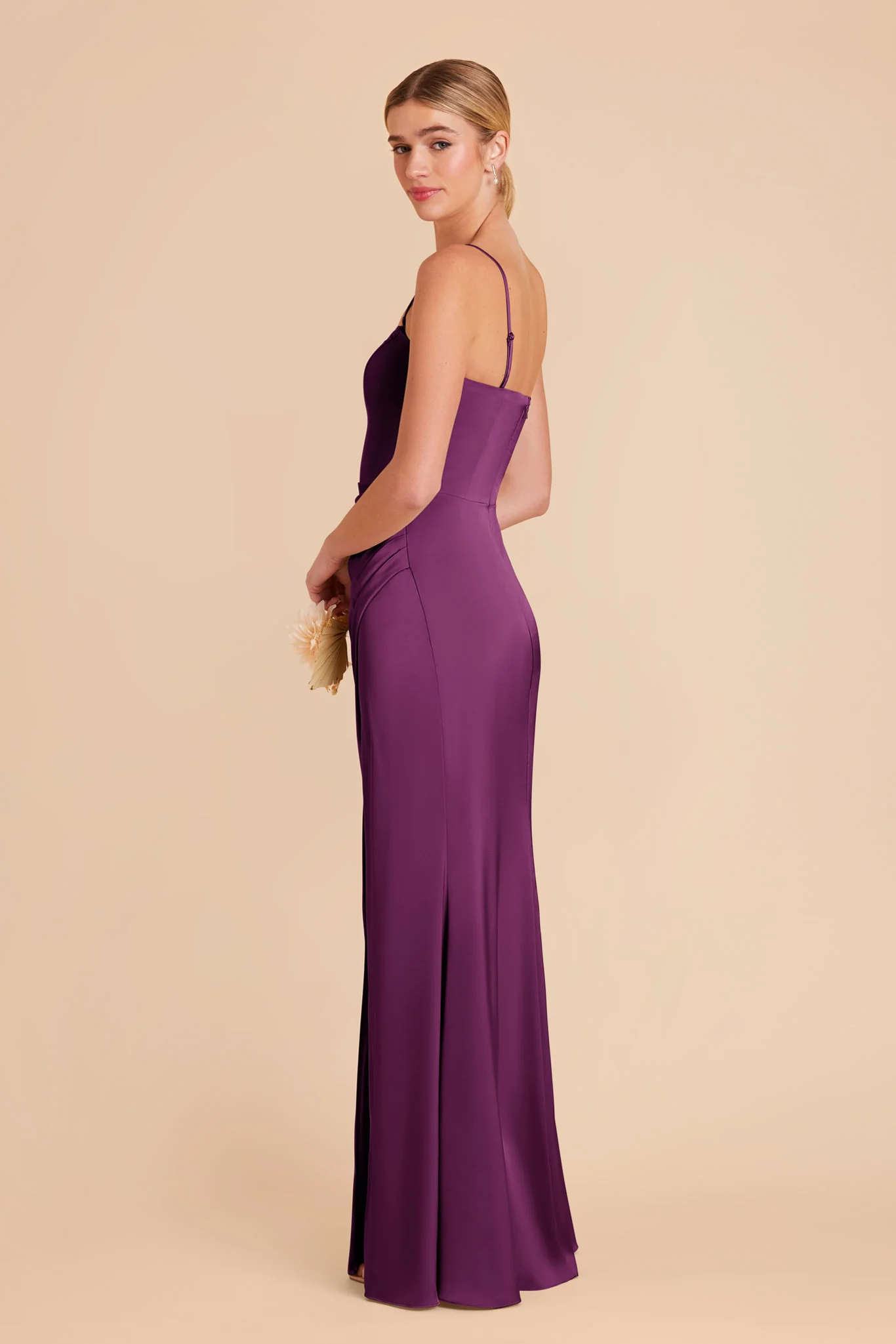 Anne Matte Satin Dress - Fig - Image 6