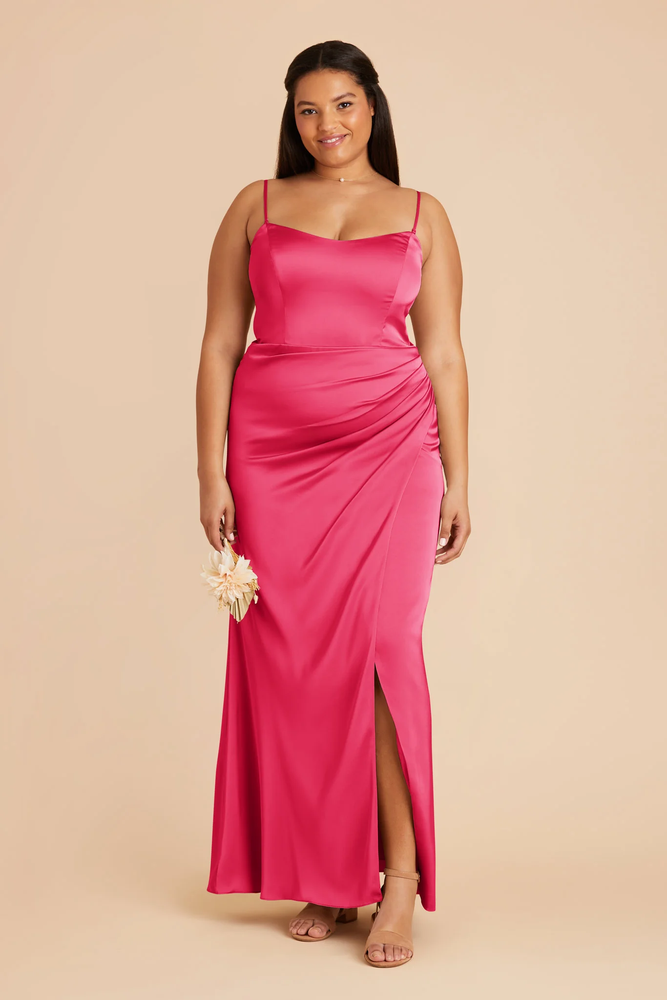 Anne Matte Satin Dress - Fuchsia - Image 7