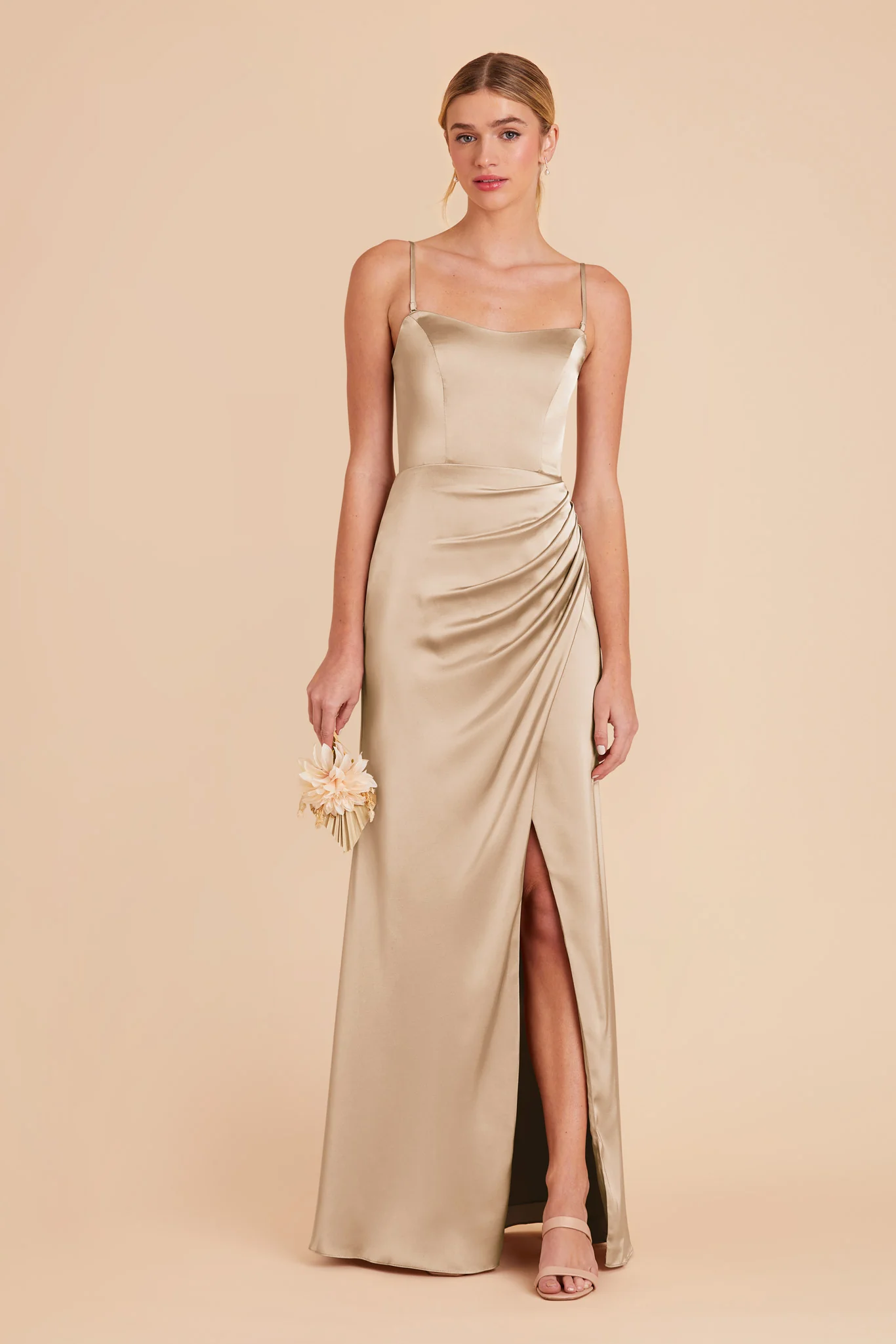 Anne Matte Satin Dress - Gold