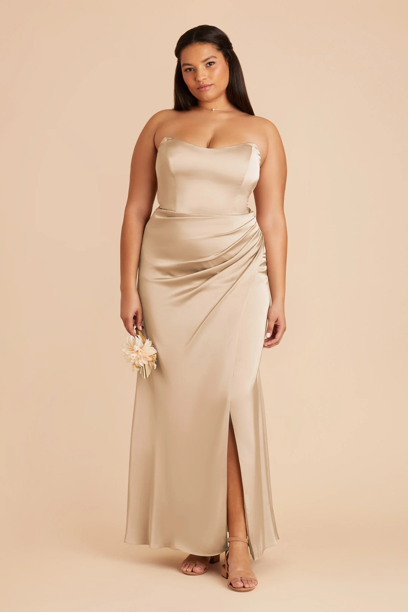 Anne Matte Satin Dress - Gold - Image 10