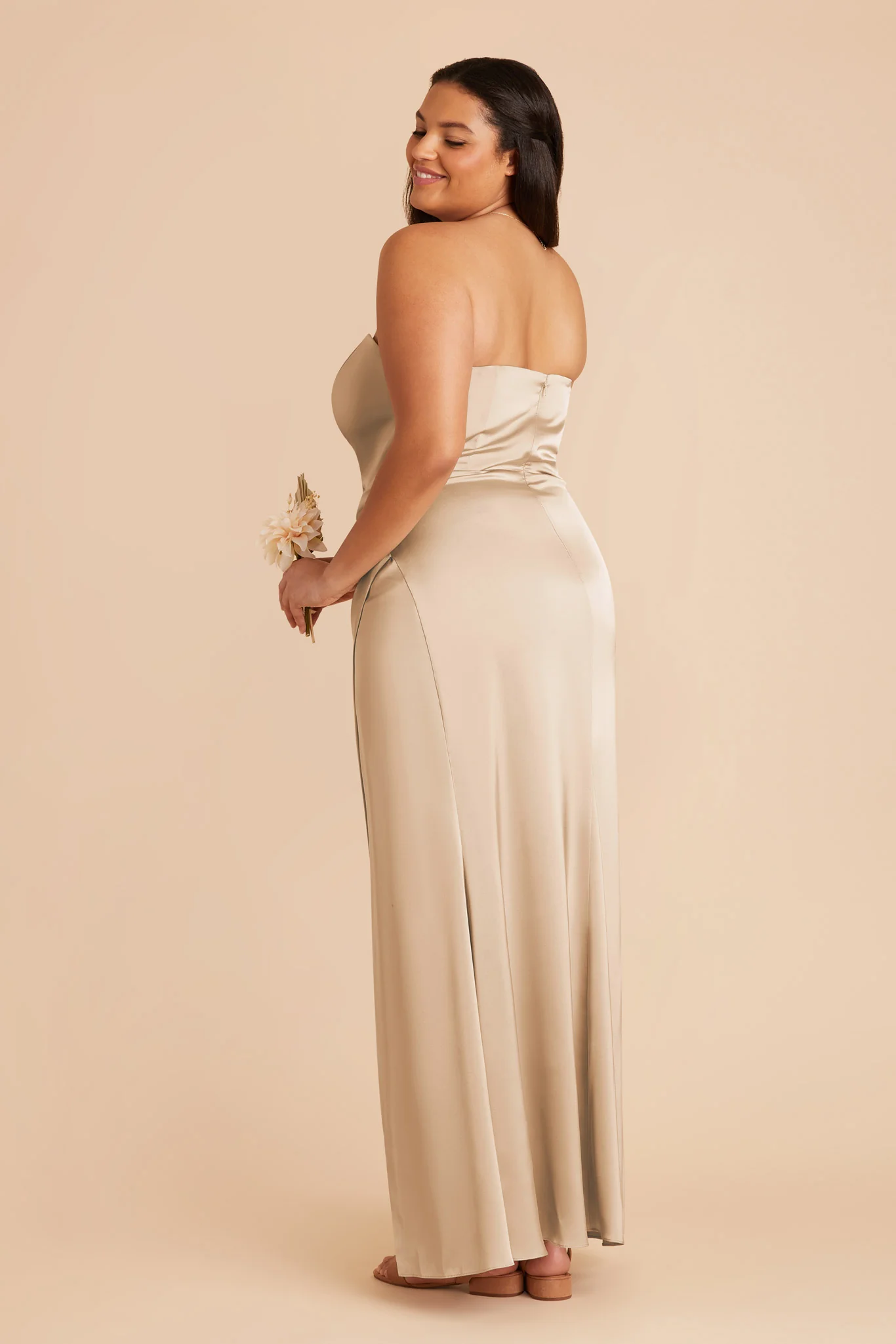 Anne Matte Satin Dress - Gold - Image 13