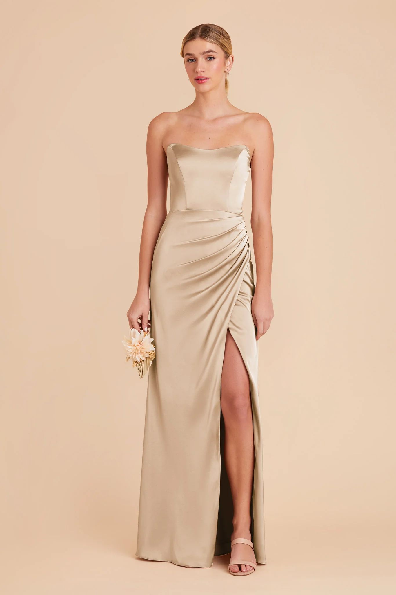 Anne Matte Satin Dress - Gold - Image 4
