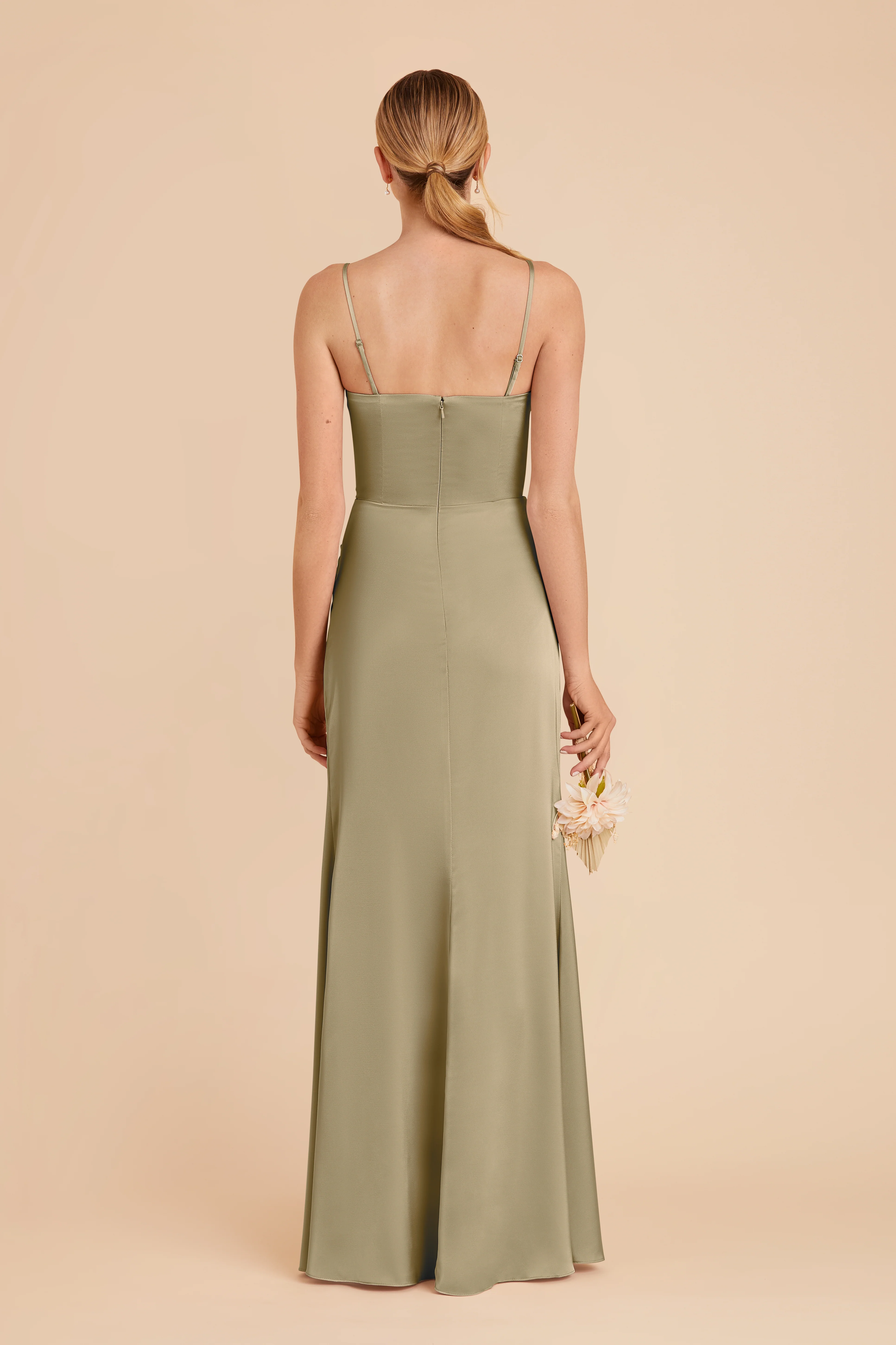Anne Matte Satin Dress - Moss Green - Image 5