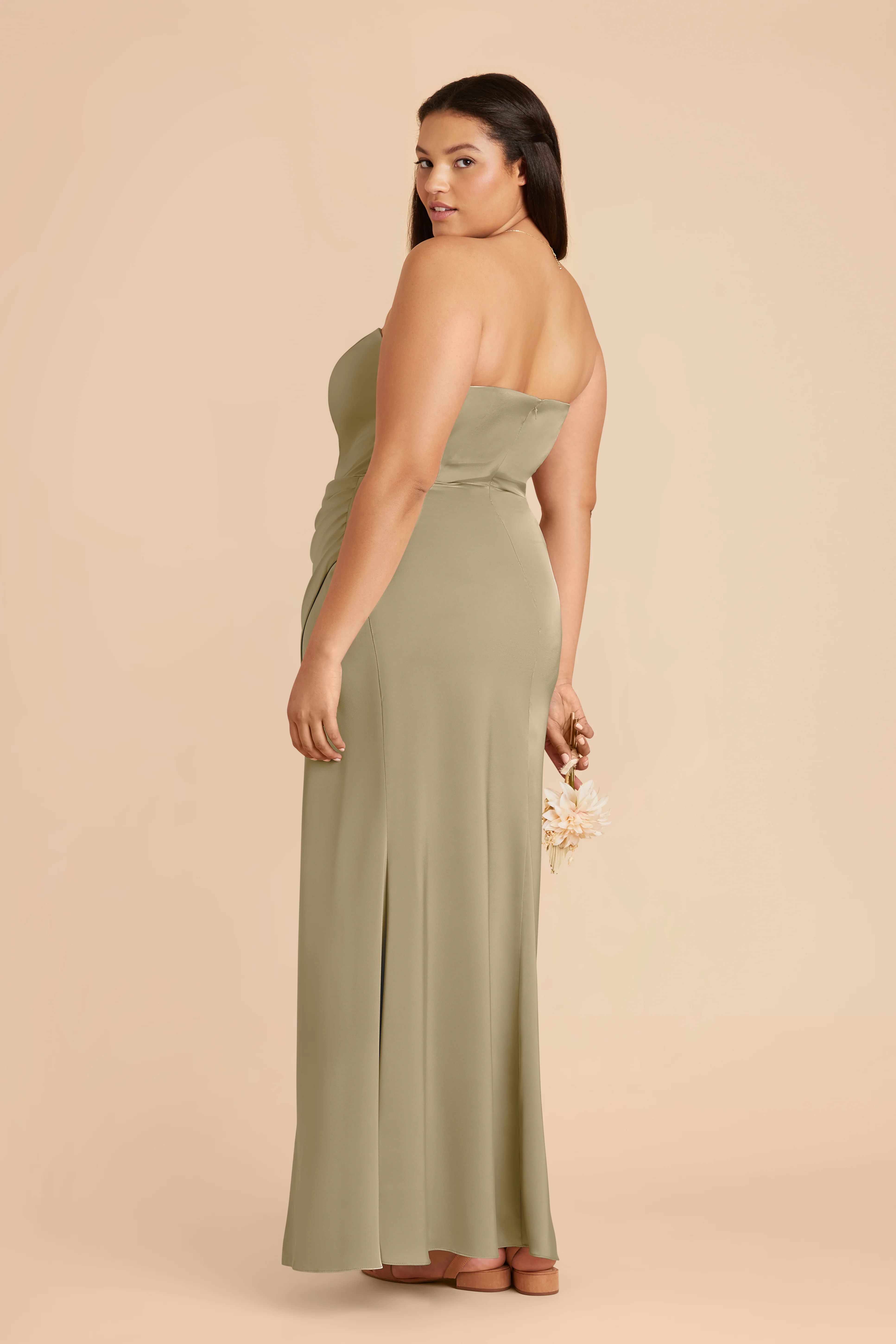 Anne Matte Satin Dress - Moss Green - Image 7