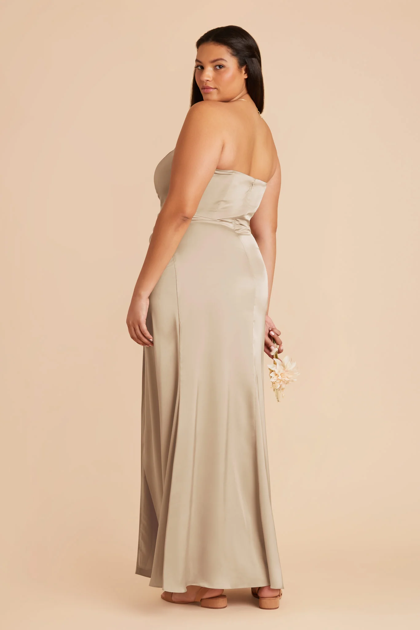 Anne Matte Satin Dress - Neutral Champagne - Image 11