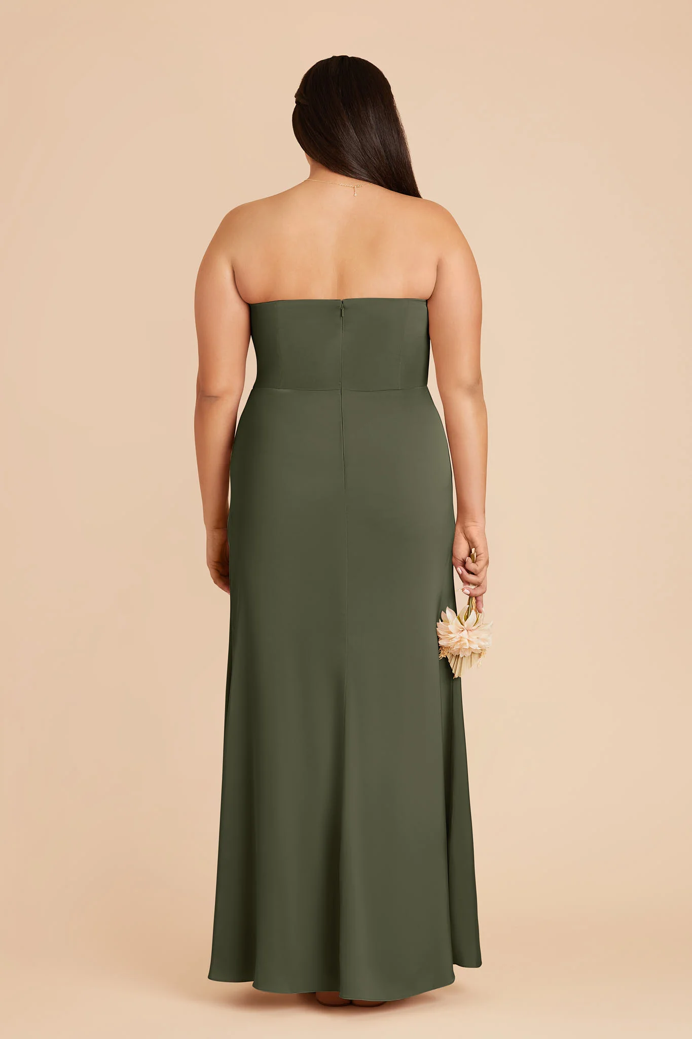 Anne Matte Satin Dress - Olive - Image 8