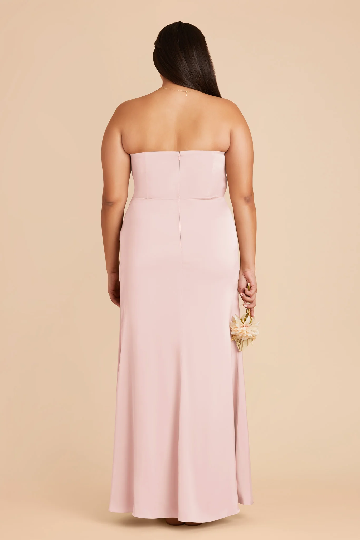 Anne Matte Satin Dress - Pale Blush - Image 10