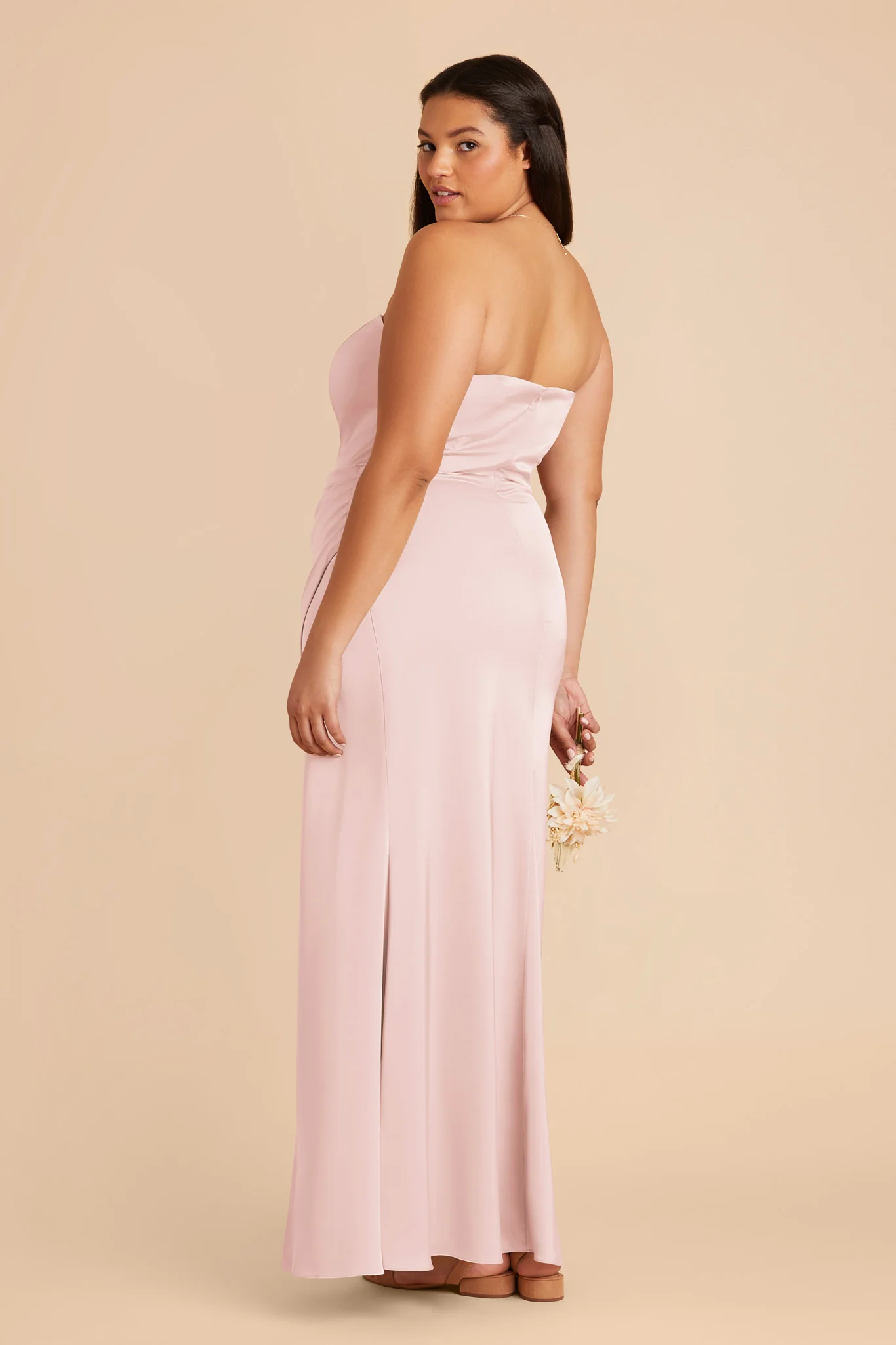 Anne Matte Satin Dress - Pale Blush - Image 9