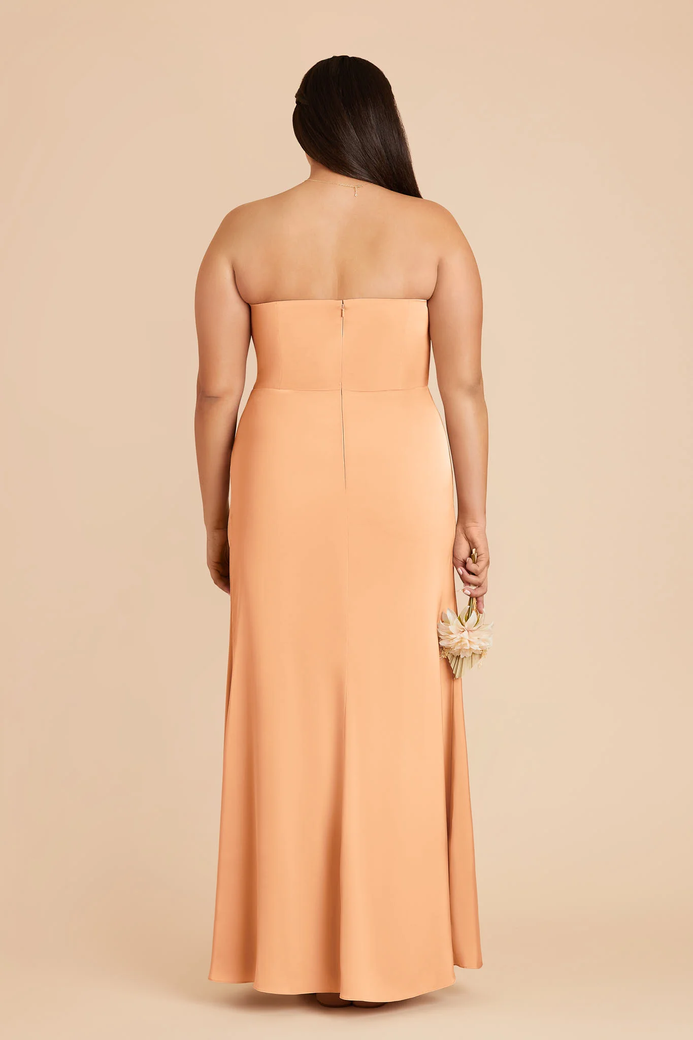 Anne Matte Satin Dress - Peach - Image 8